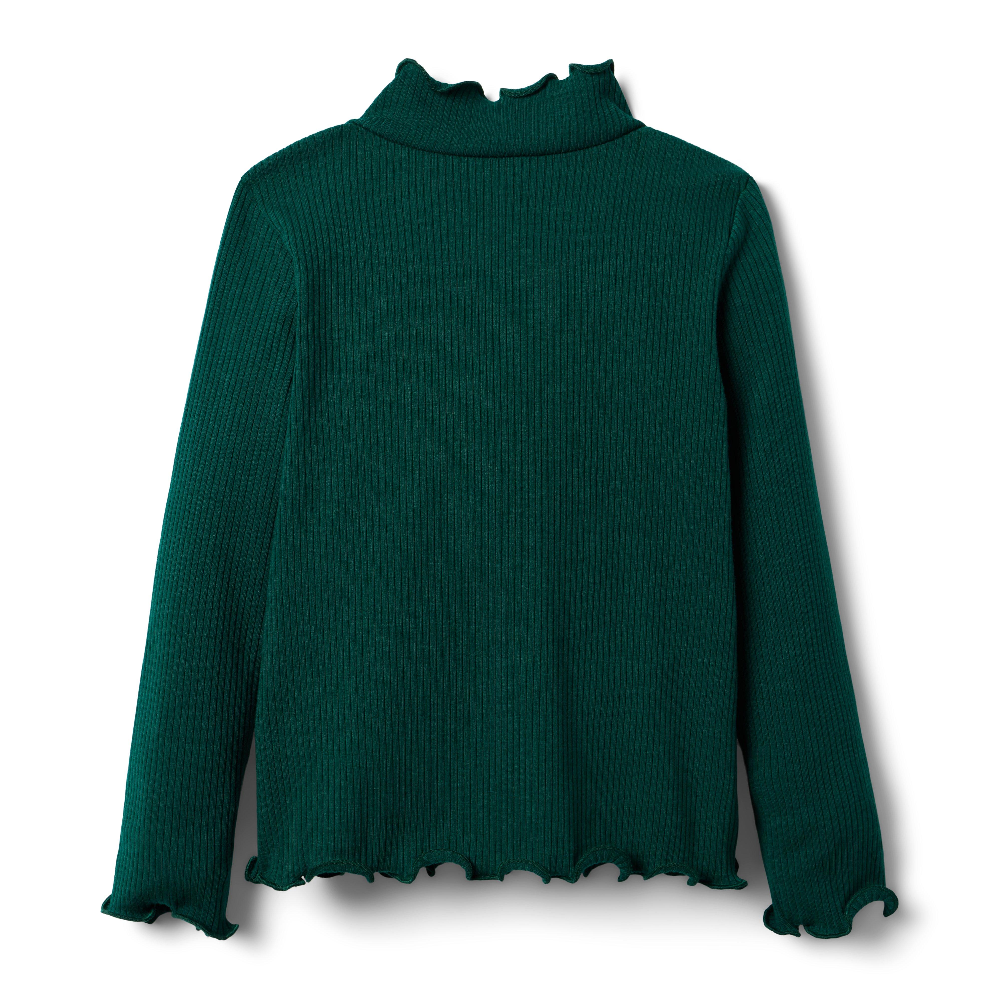 Ribbed Ruffle Trim Turtleneck image number 3