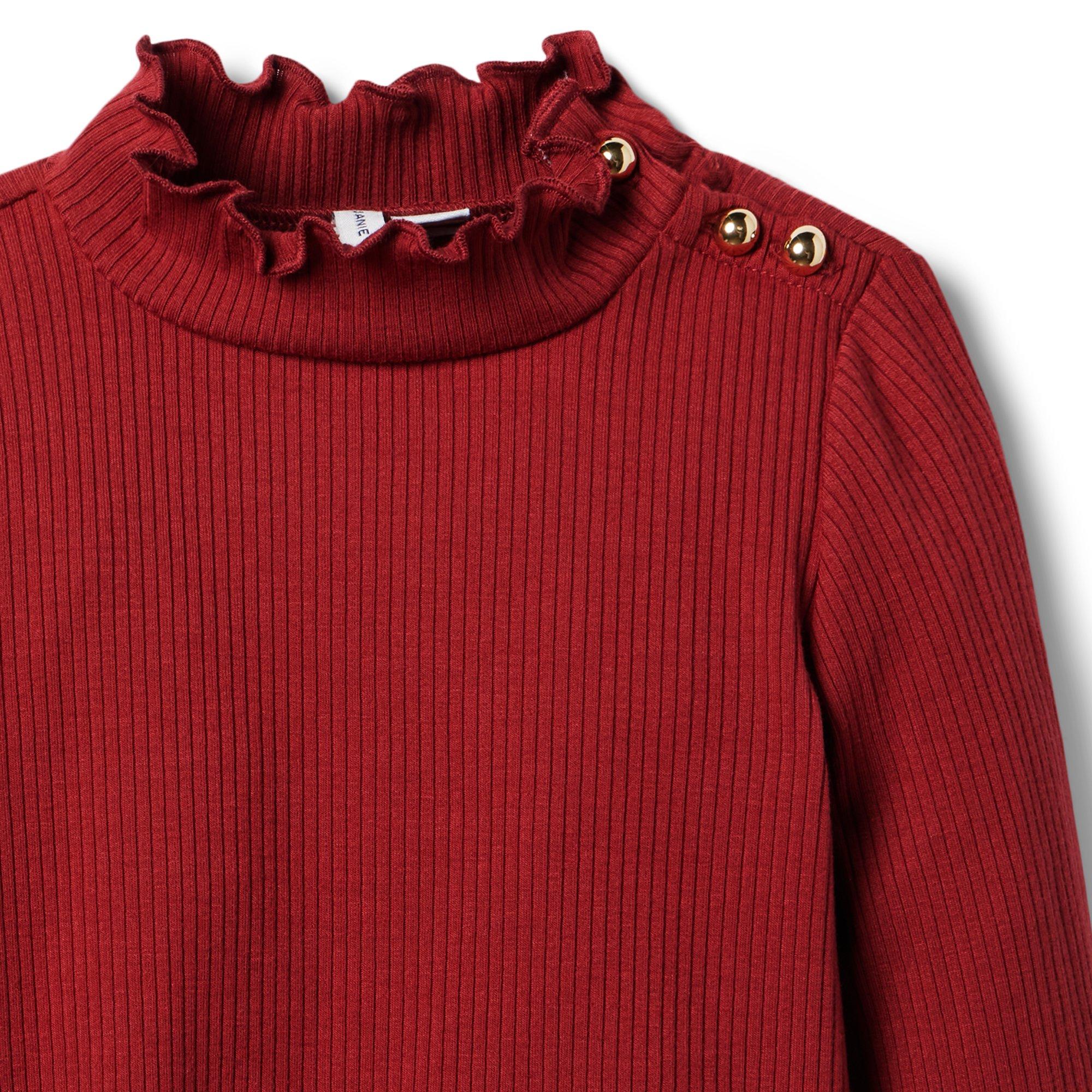 Ribbed Ruffle Trim Turtleneck image number 1