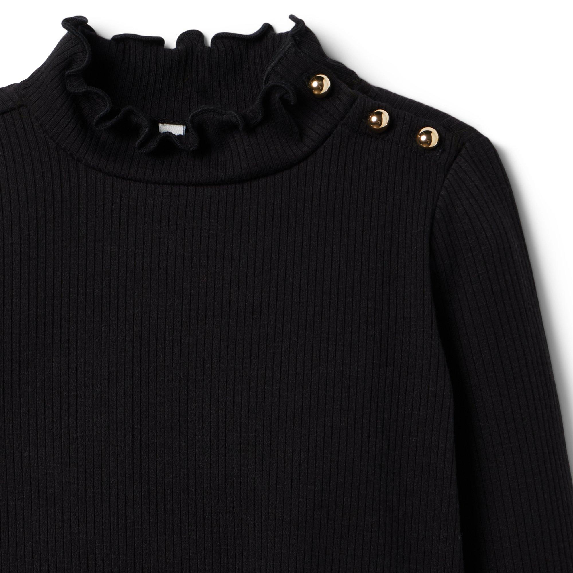 Ribbed Ruffle Trim Turtleneck image number 1