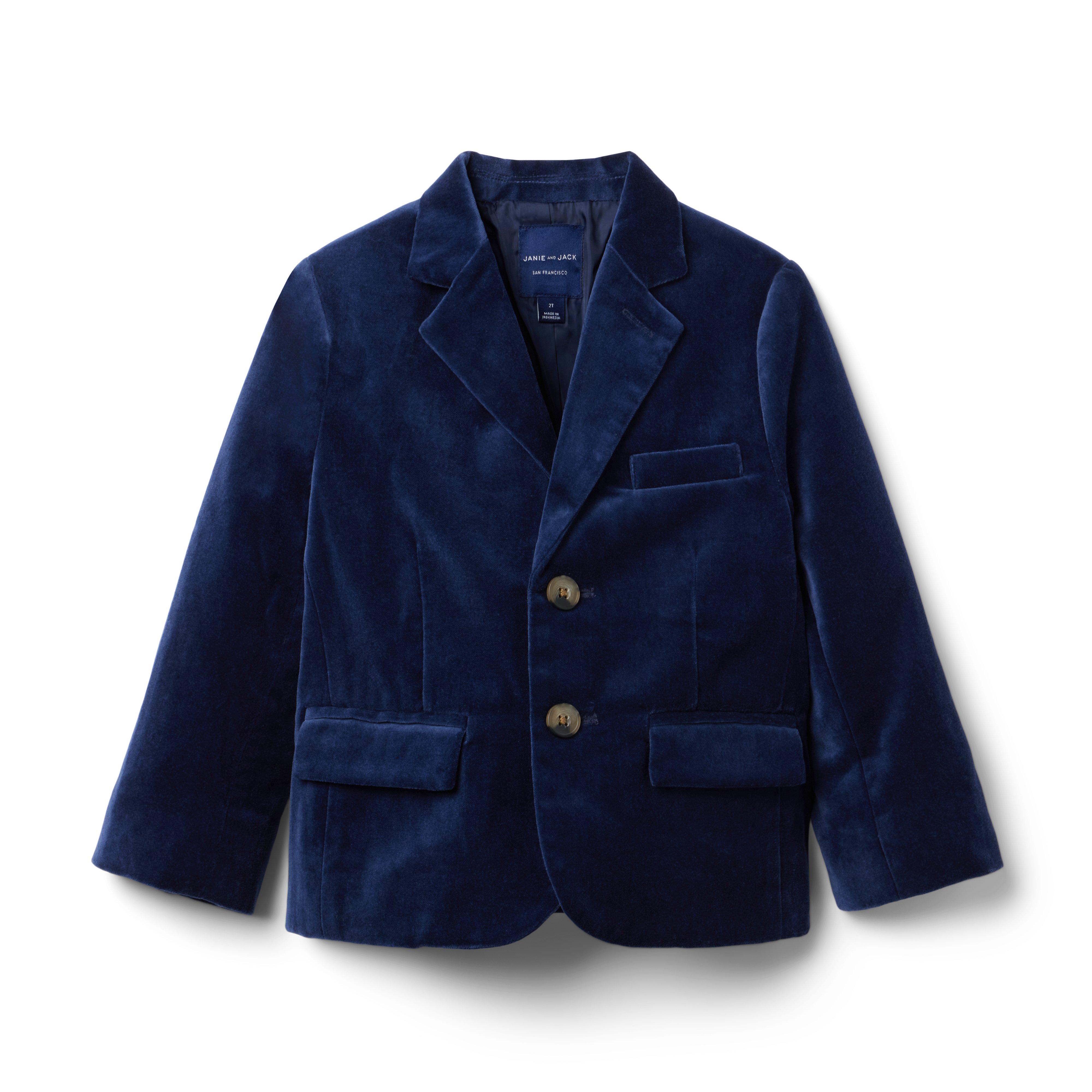 Boys blue velvet discount blazer