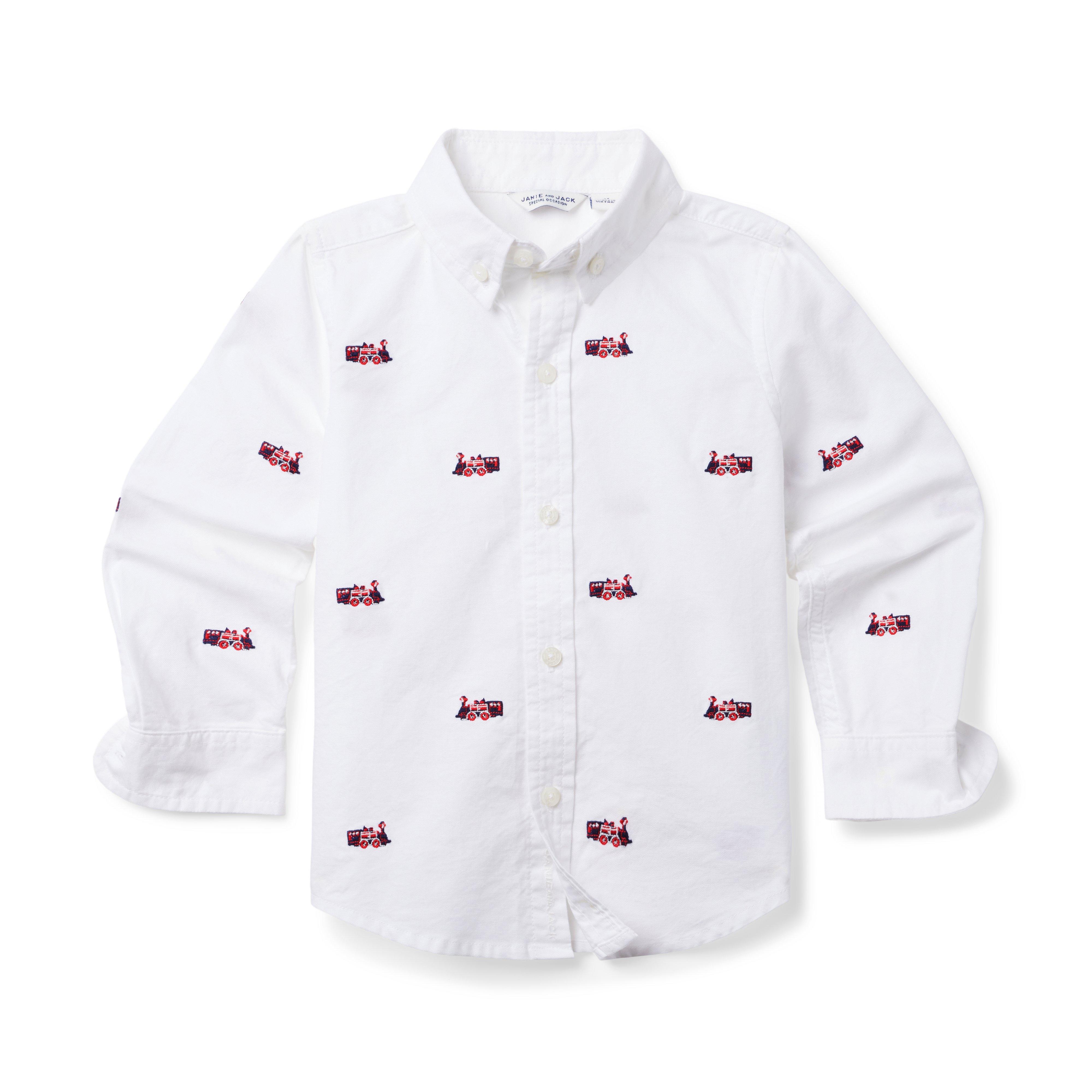 Boy White The Embroidered Oxford Shirt by Janie and Jack