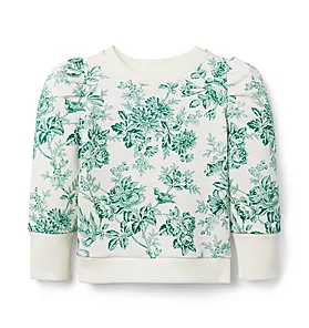 Floral Toile Puff Sleeve Sweatshirt