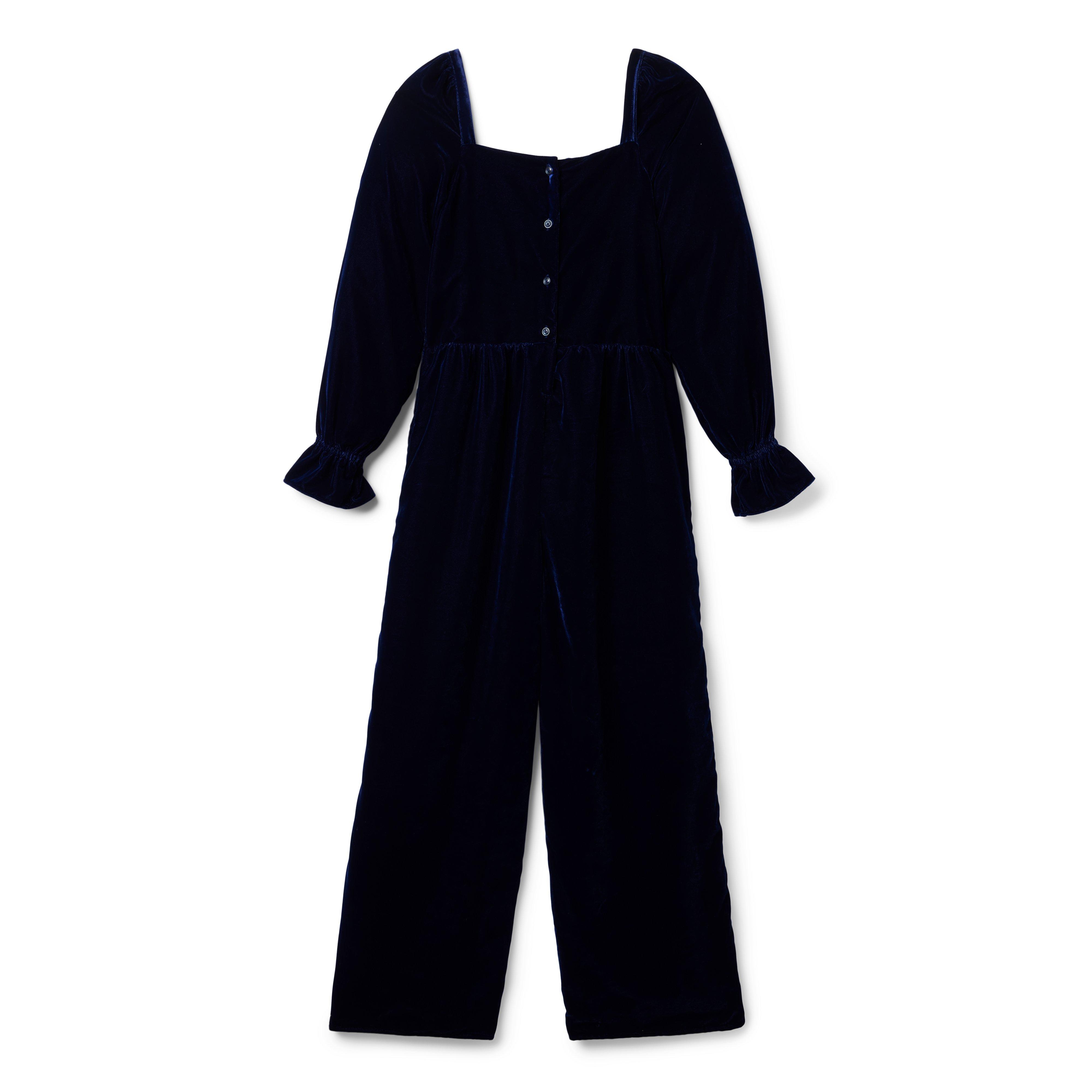 Smocked Velvet Jumpsuit