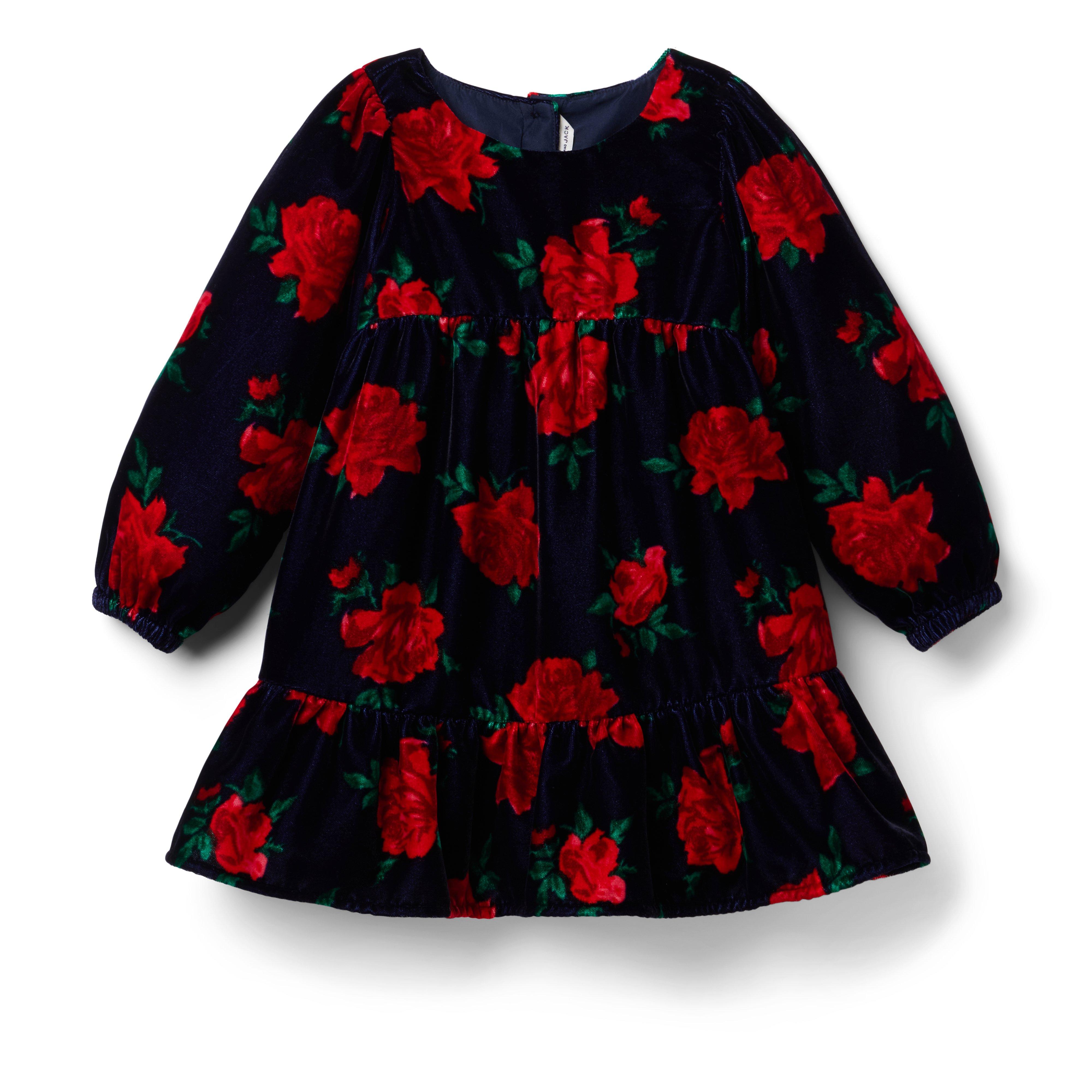 Girl Dark Marine Rose The Velvet Rose Dress by Janie and Jack