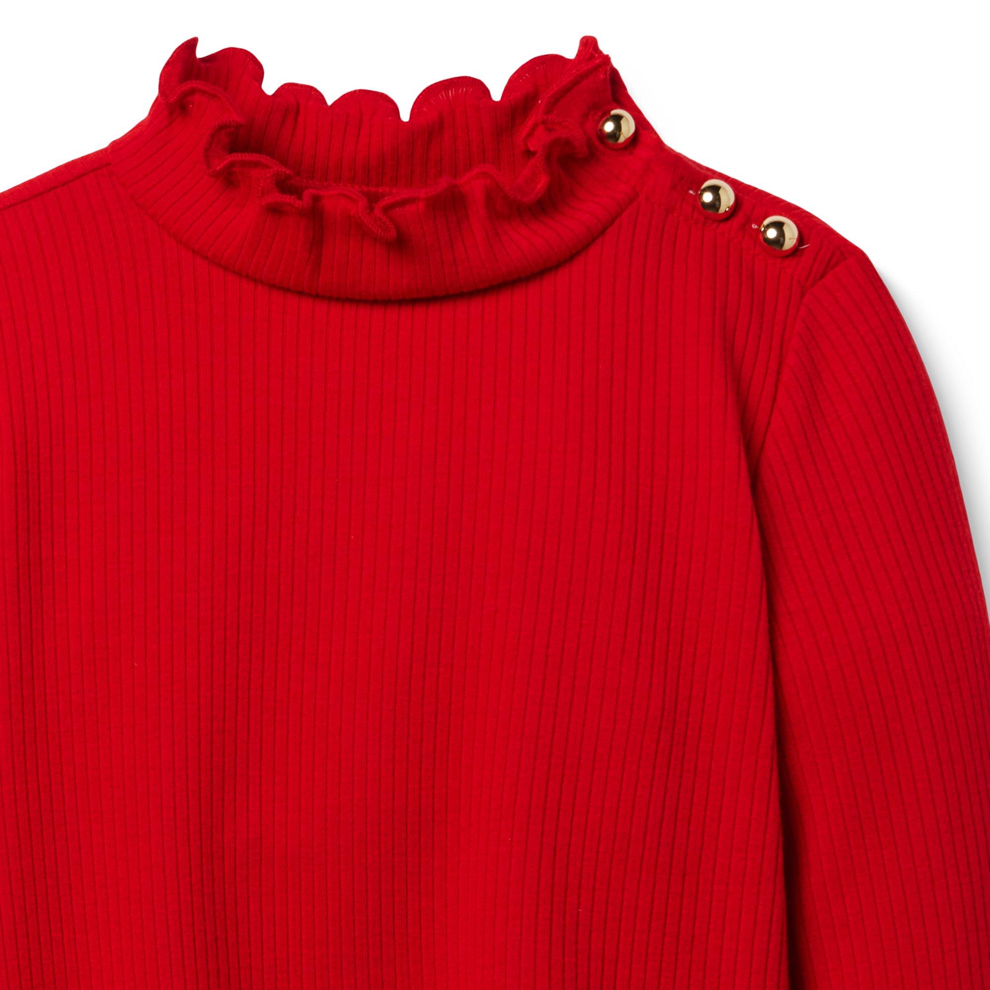 Ribbed Ruffle Trim Turtleneck image number 3