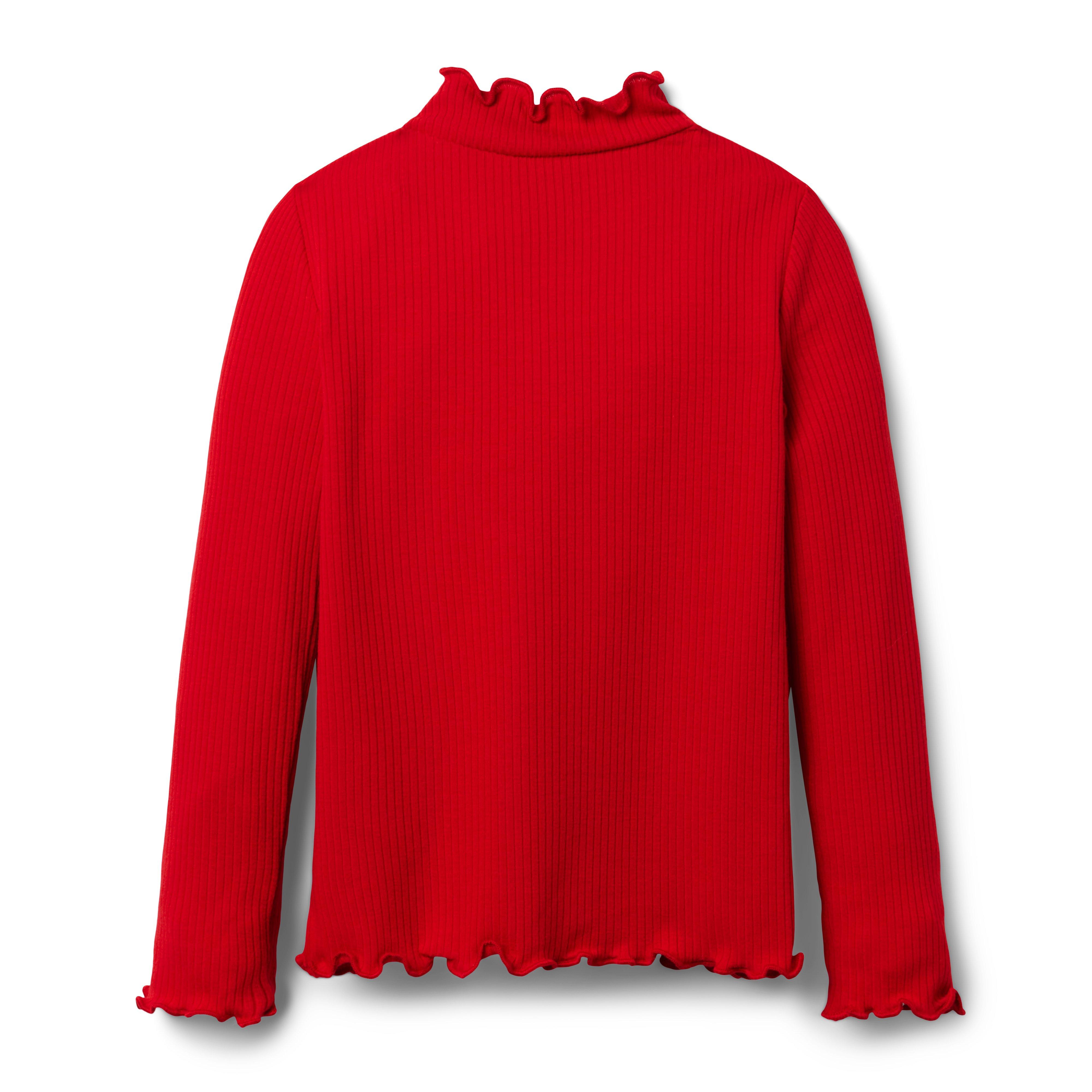 Ribbed Ruffle Trim Turtleneck image number 1