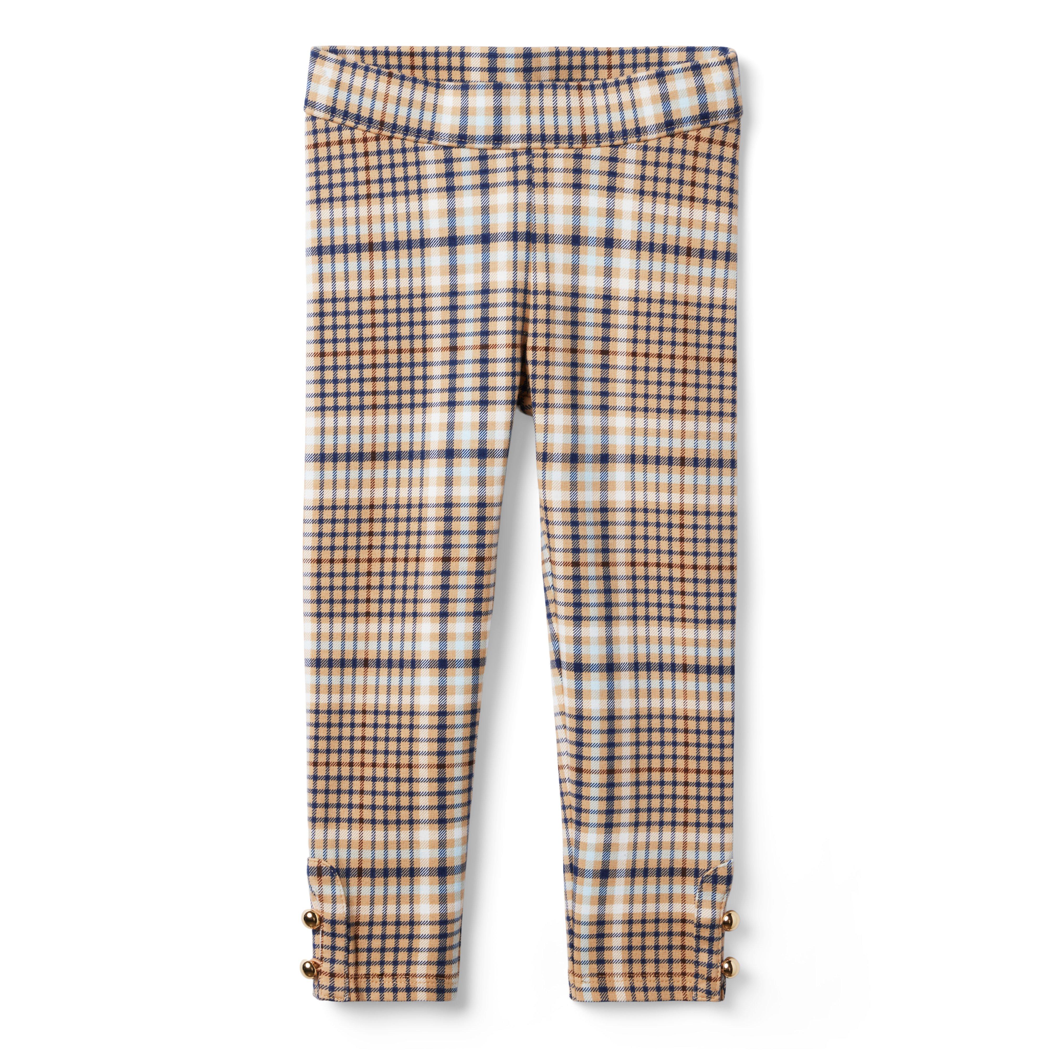 Plaid Button Cuff Ponte Pant