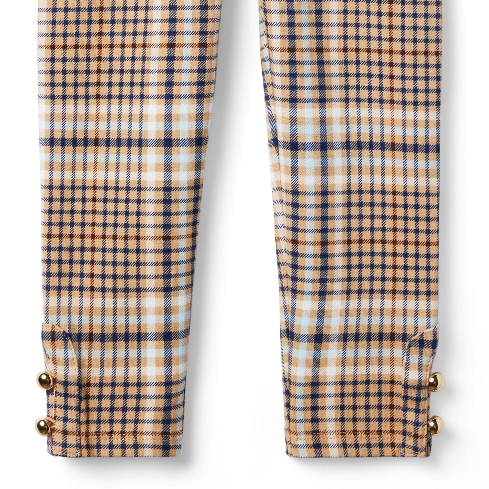 Plaid Button Cuff Ponte Pant