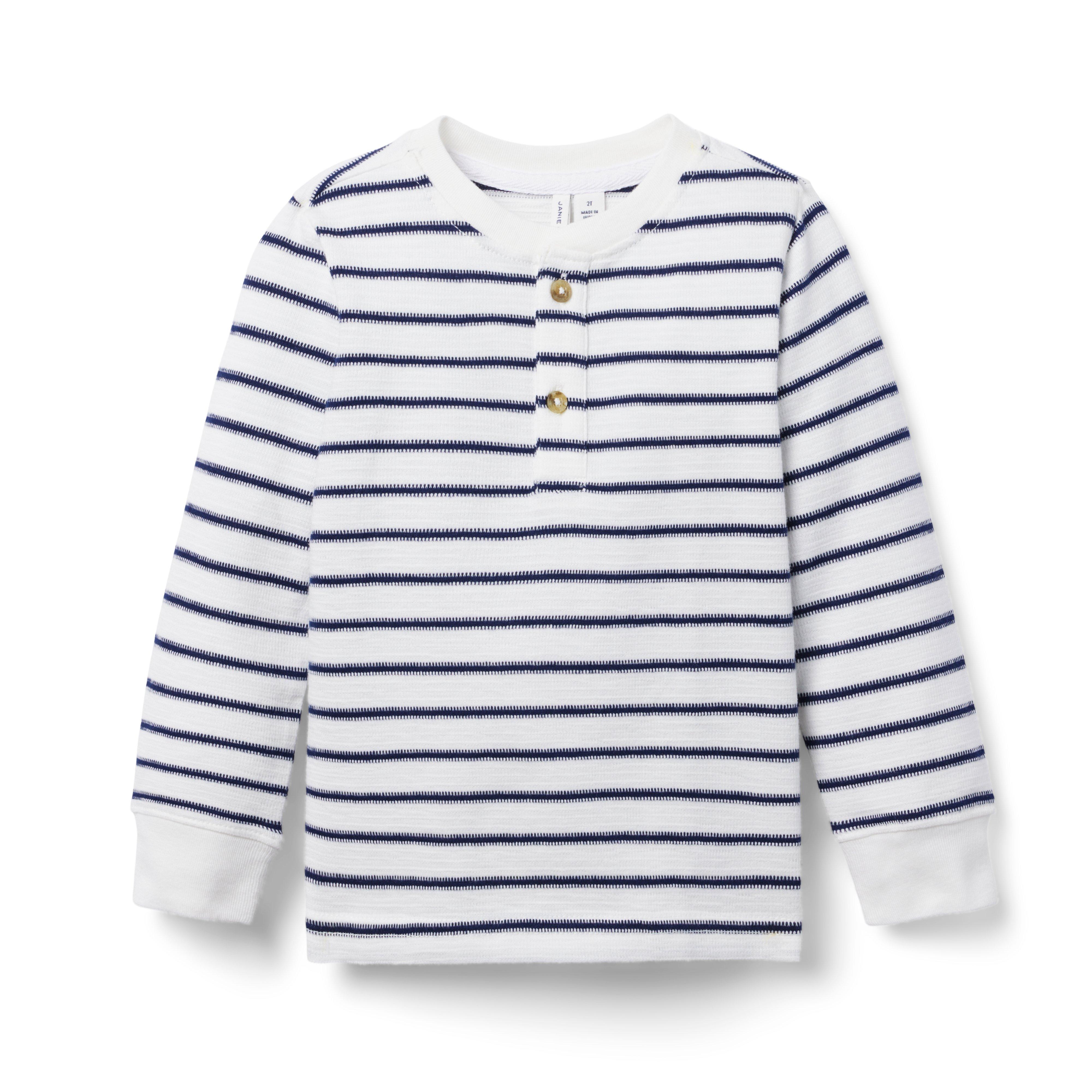 The Striped Jacquard Henley Tee image number 0