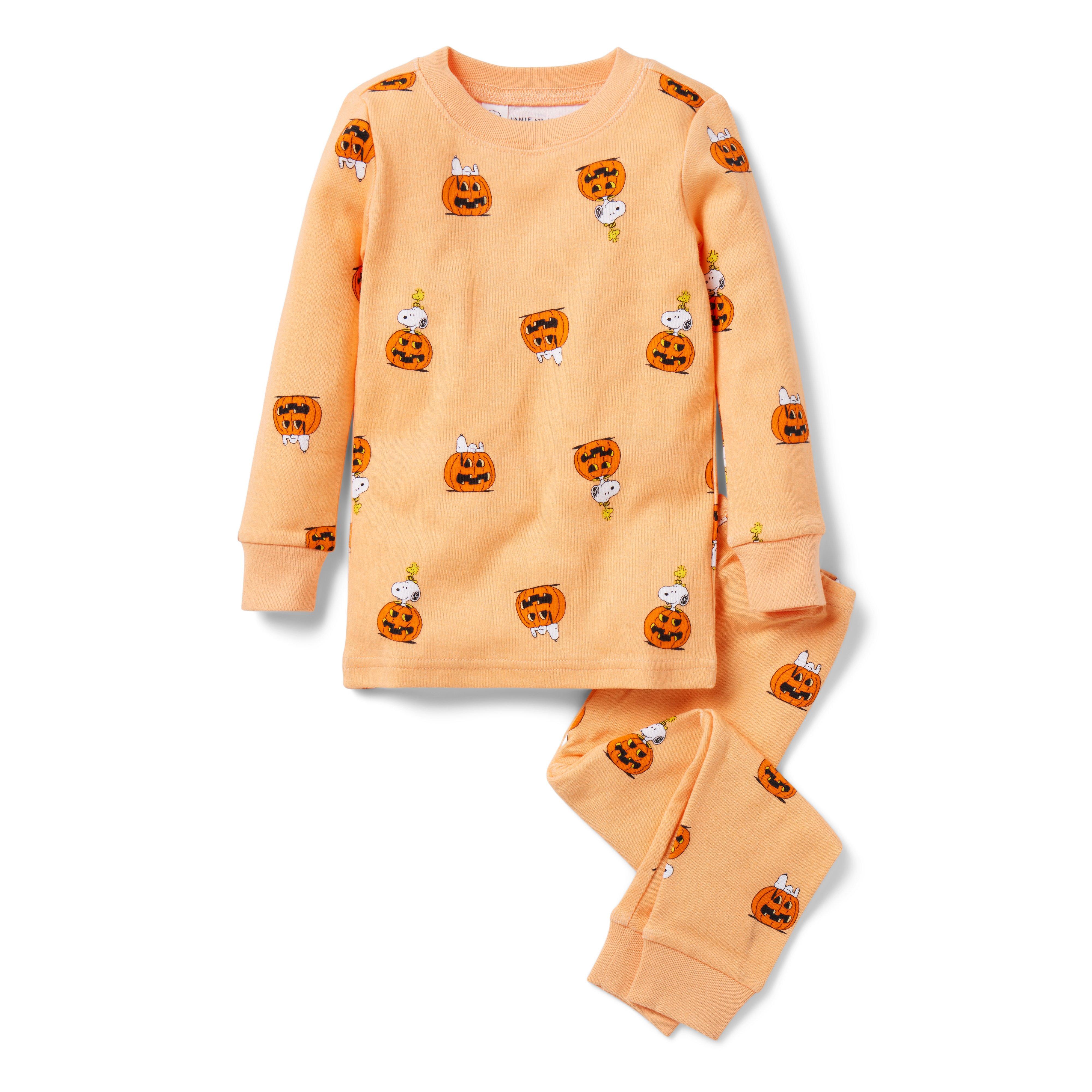 Boy Apricot Wash Snoopy Pumpkin Good Night Pajamas In Peanuts Snoopy Pumpkin by Janie and Jack