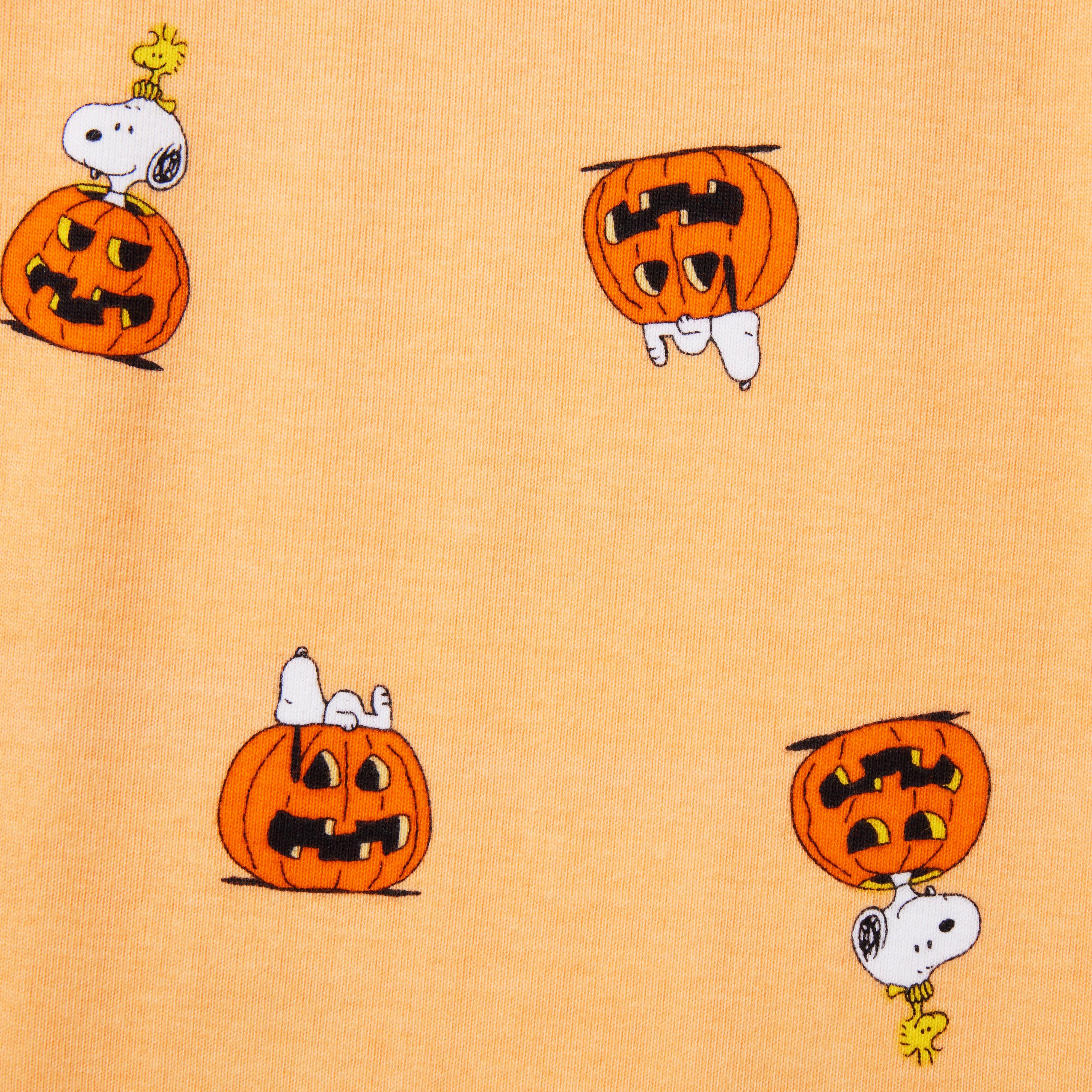 Peanuts Mens' Halloween Pumpkin Snoopy Boo! Classic Sleep Pajama
