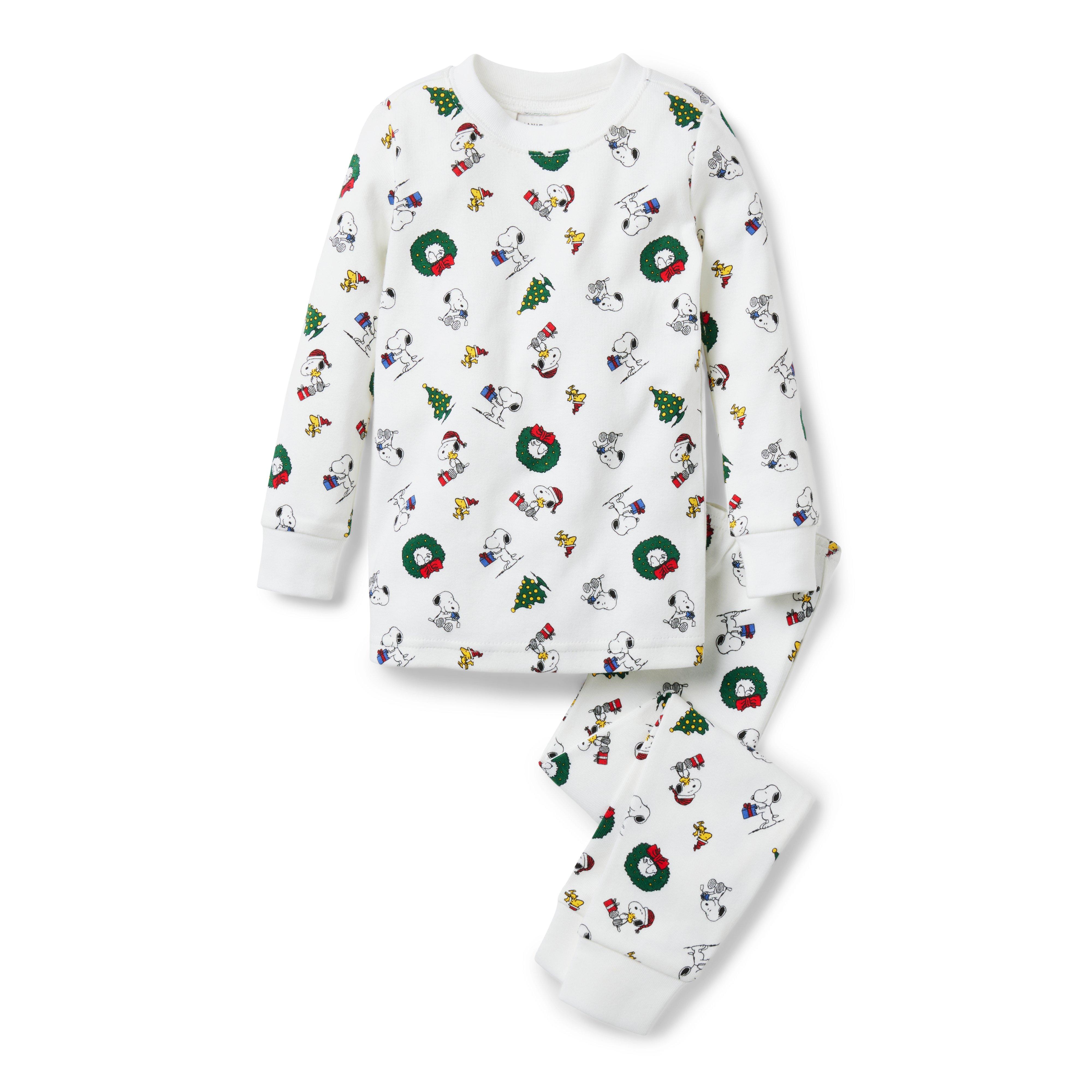 Boy White Snoopy Holiday Good Night Pajamas In PEANUTS Snoopy Holiday by Janie and Jack