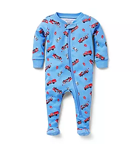 Baby Good Night Footed Pajamas In Firetruck Dog