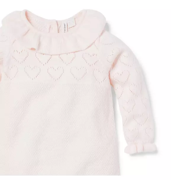 Baby Pointelle Heart Sweater One-Piece image number 3