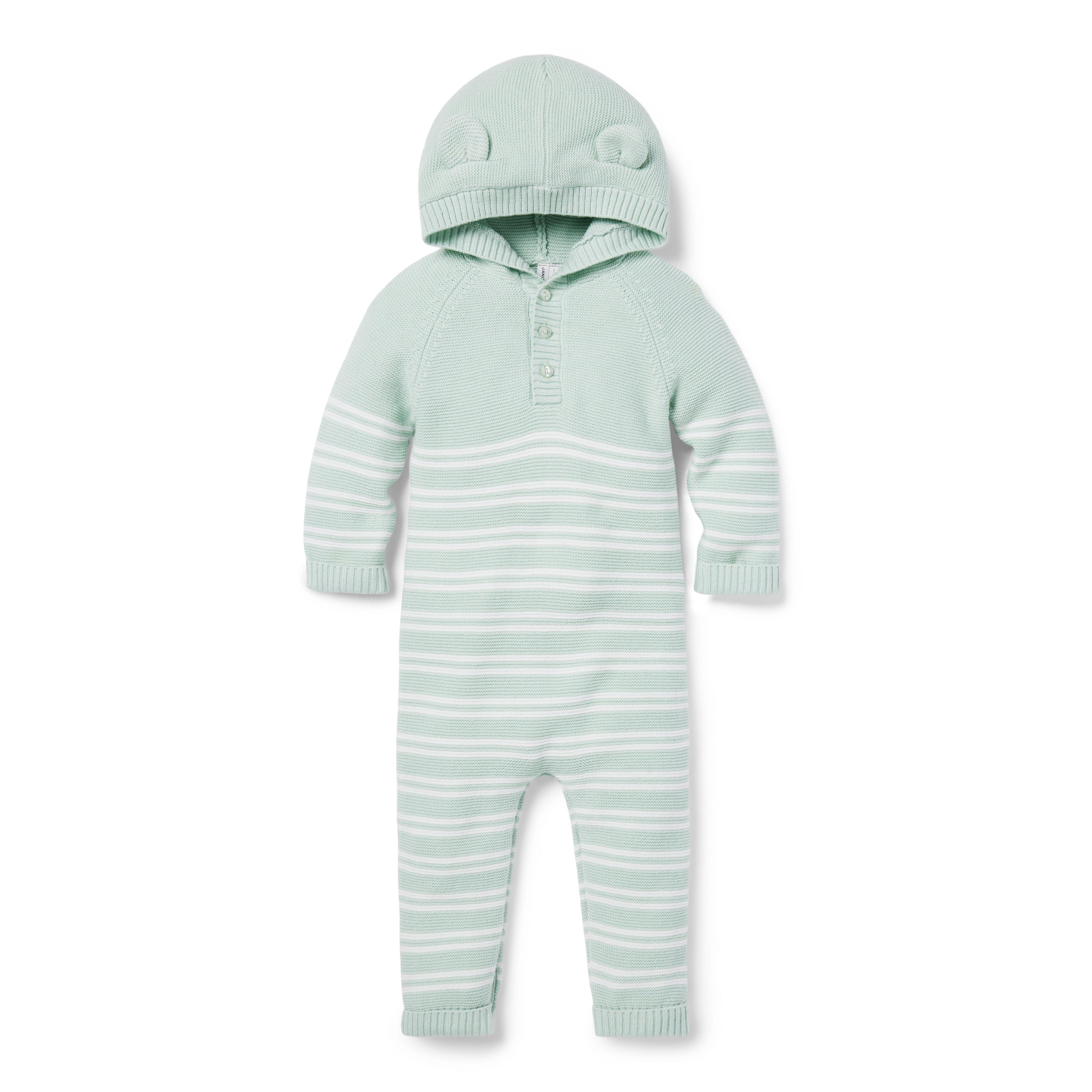 Baby Striped Bear Ear Hooded One-Piece