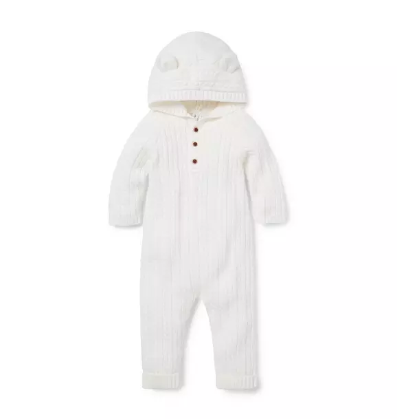 The Cable Knit Bear Ear Baby One Piece image number 0