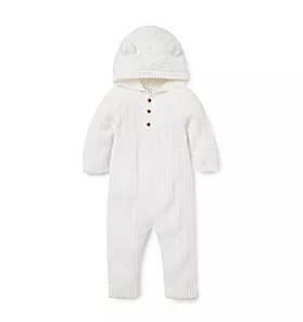 The Cable Knit Bear Ear Baby One Piece