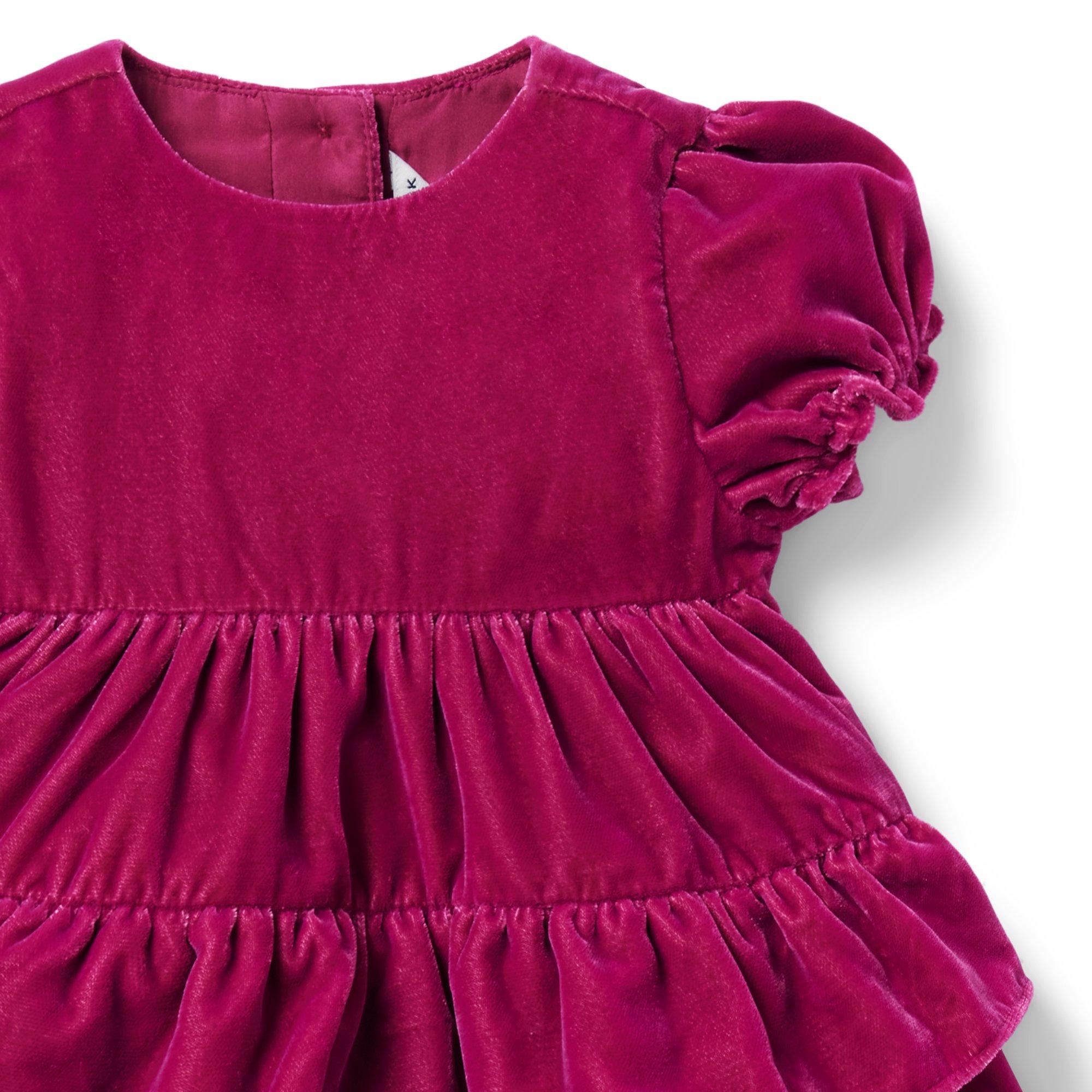 Newborn Burgundy Baby Tiered Velvet Dress by Janie and Jack