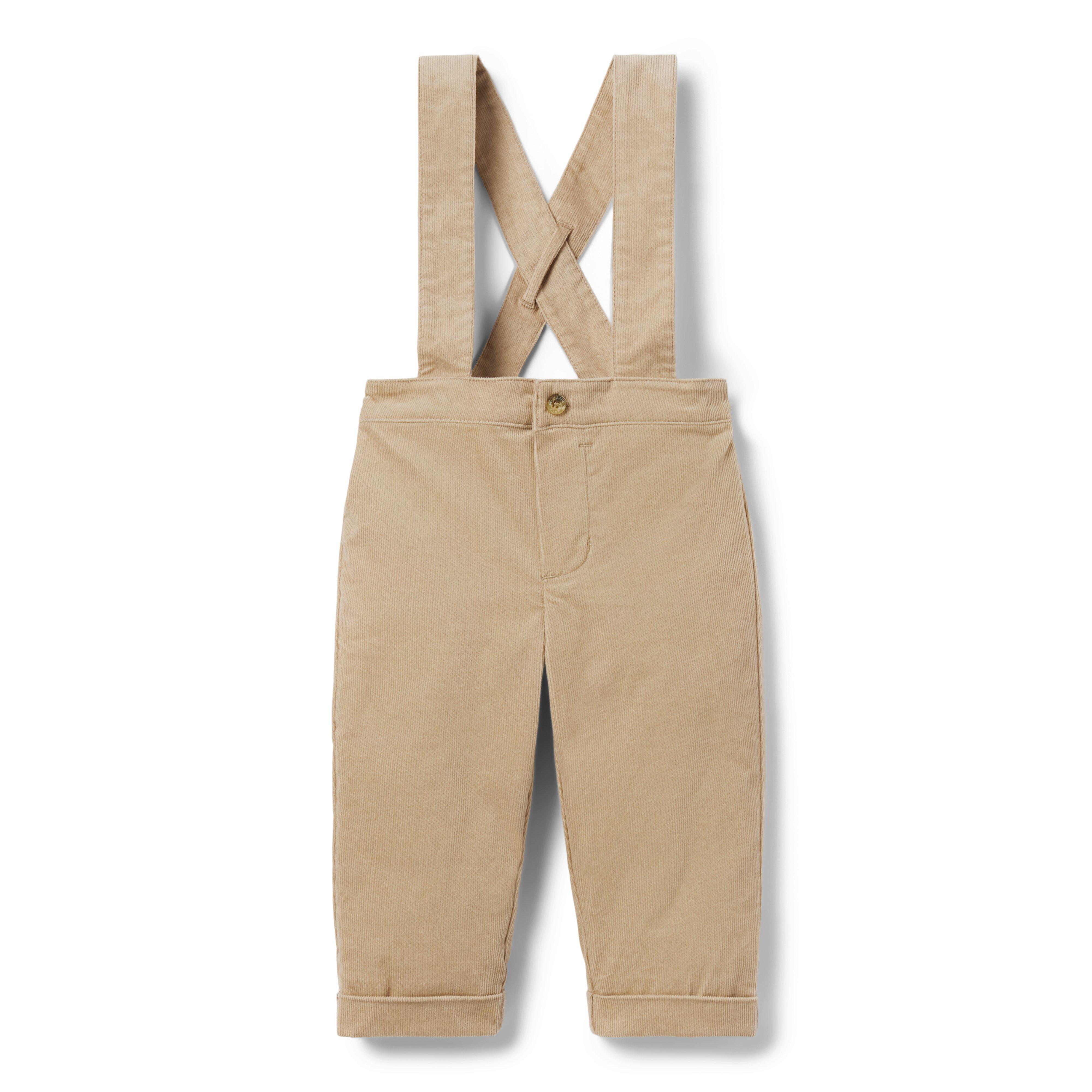 Newborn Jack Khaki Baby Corduroy Suspender Pant by Janie and Jack