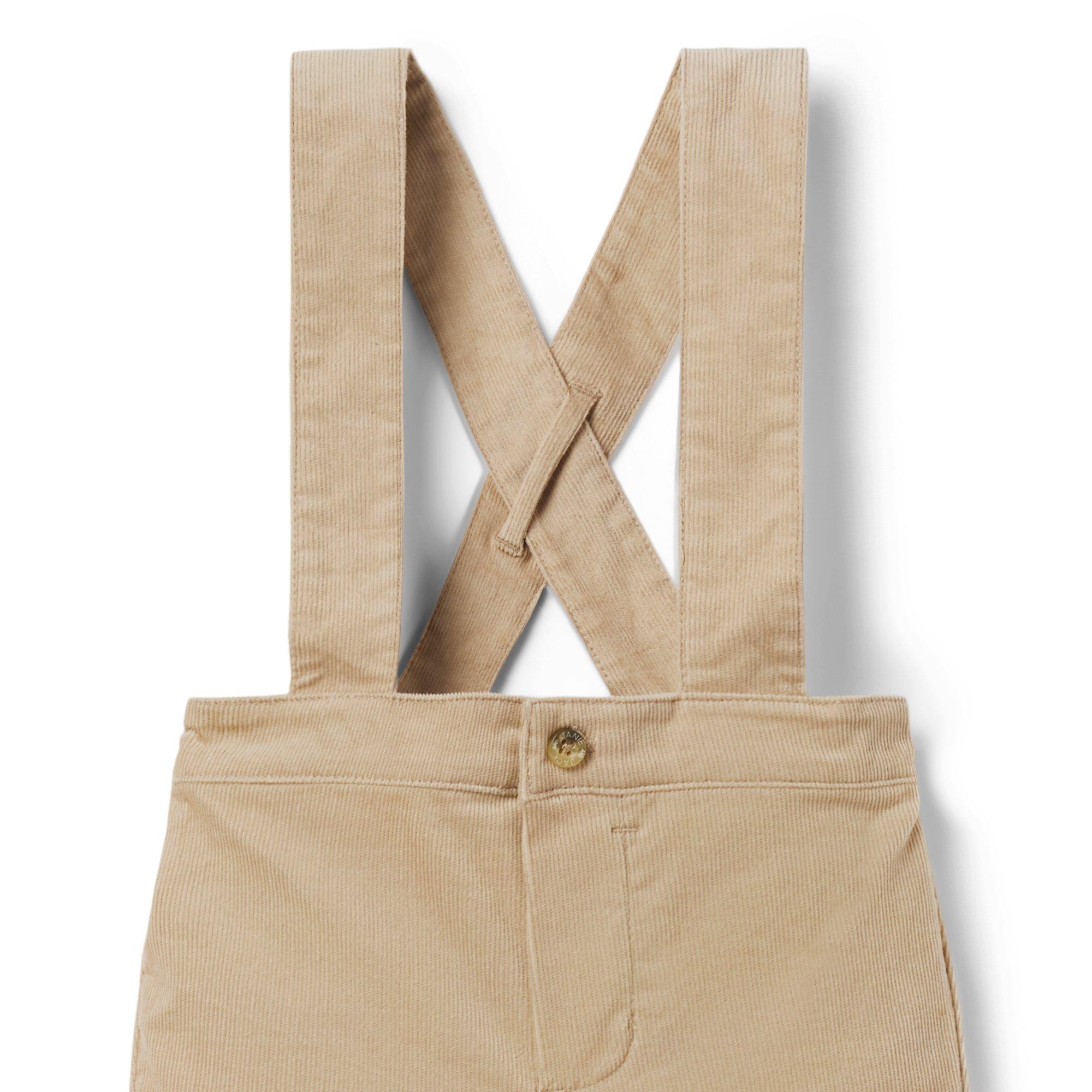 Newborn Jack Khaki Baby Corduroy Suspender Pant by Janie and Jack