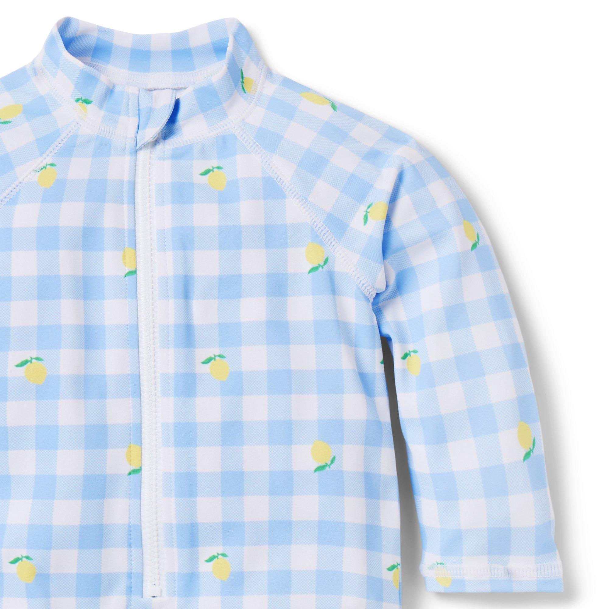 Baby Recycled Lemon Gingham Rash Guard Swimsuit image number 3