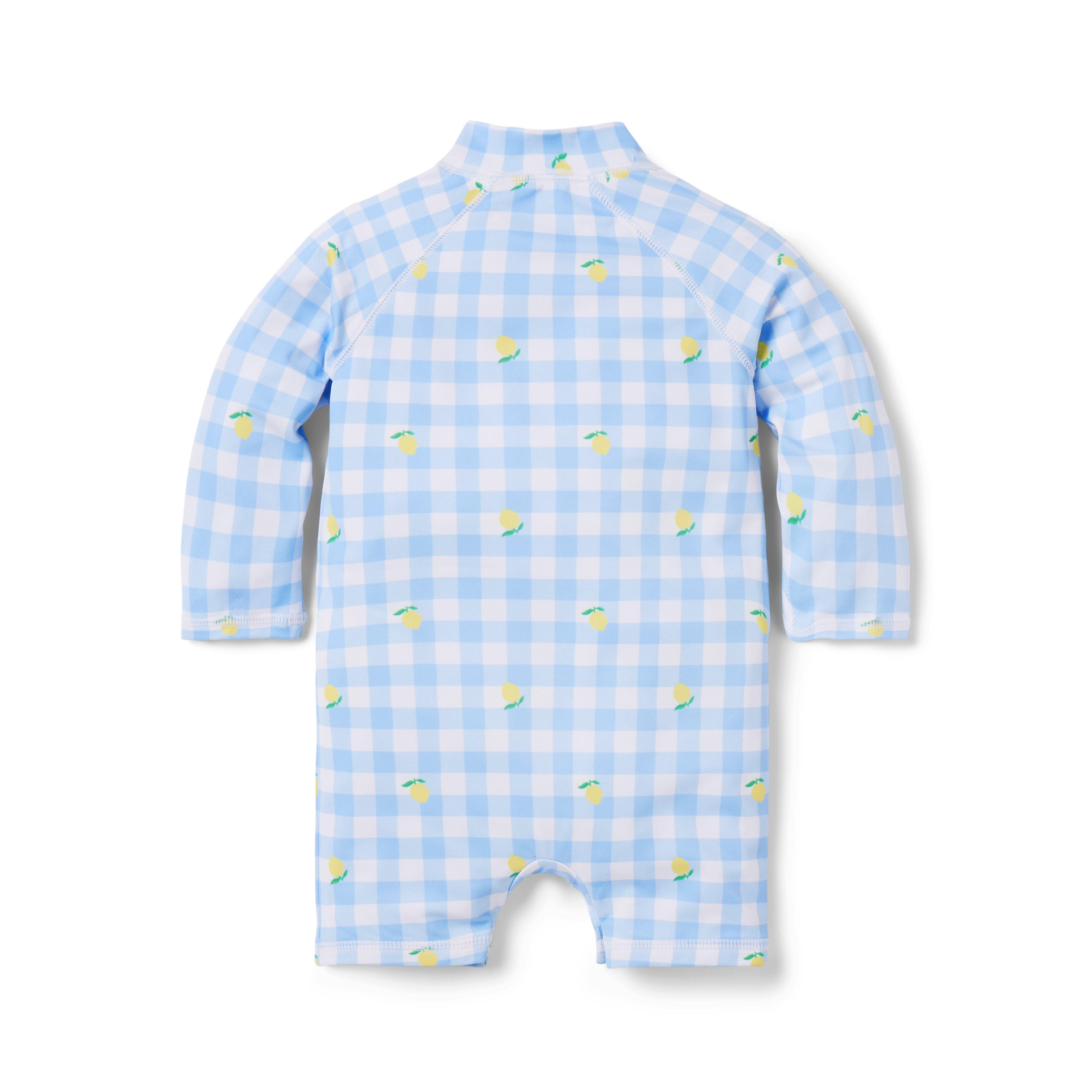 Baby Recycled Lemon Gingham Rash Guard Swimsuit