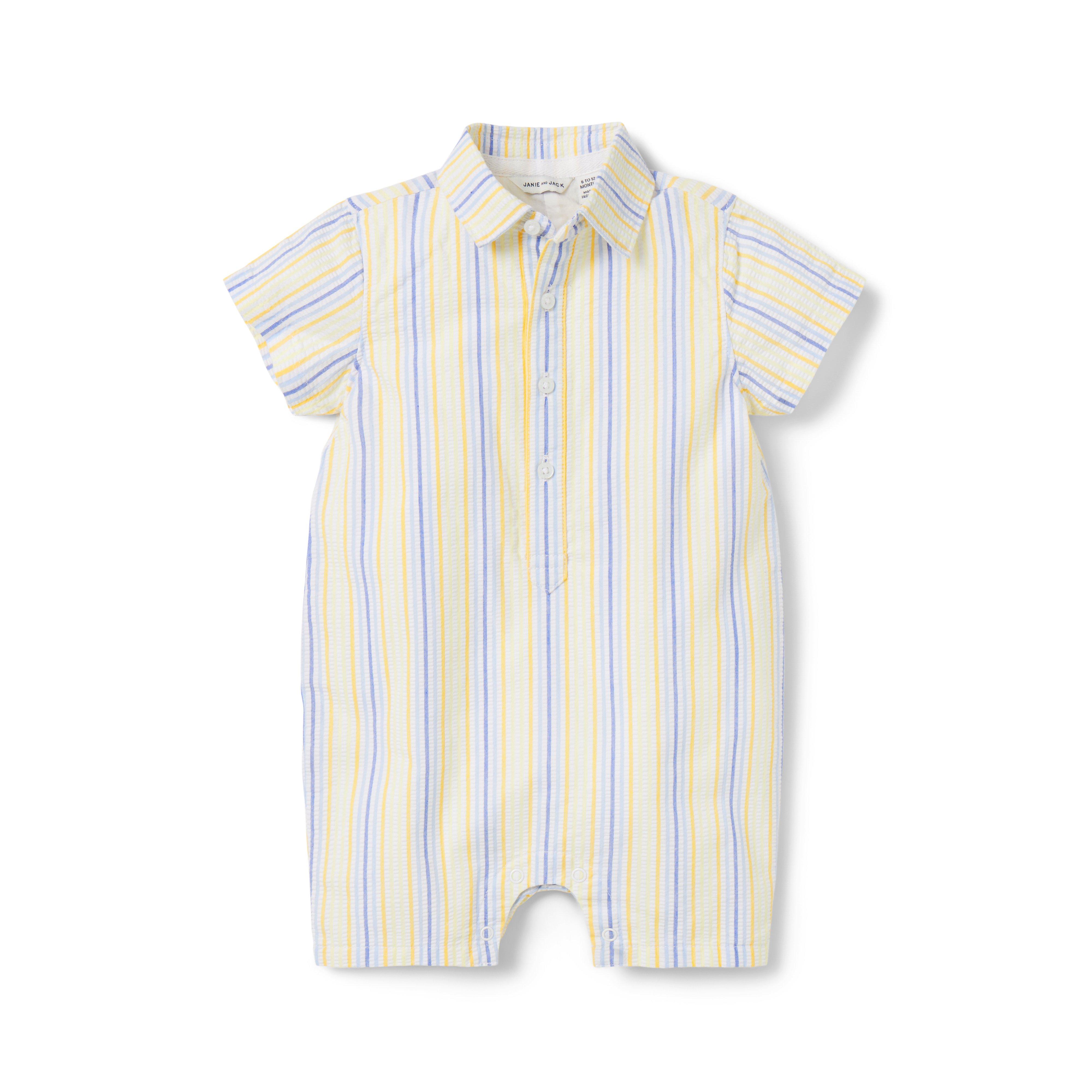 Baby Striped Seersucker Romper image number 0