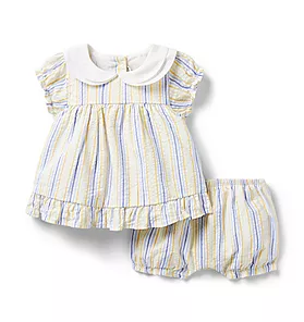 Baby Striped Collared Matching Set