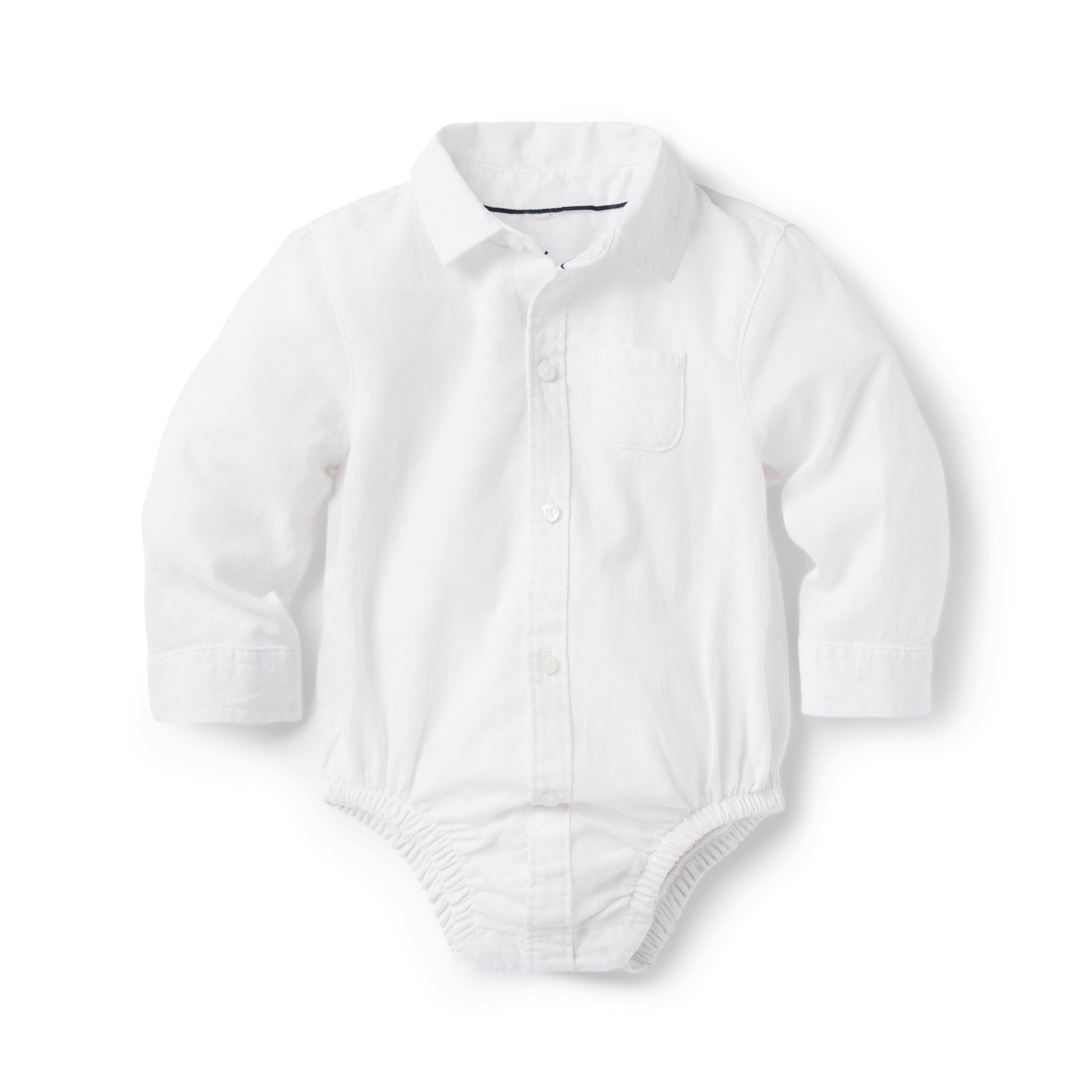 Newborn White Baby Linen-Cotton Bodysuit by Janie and Jack