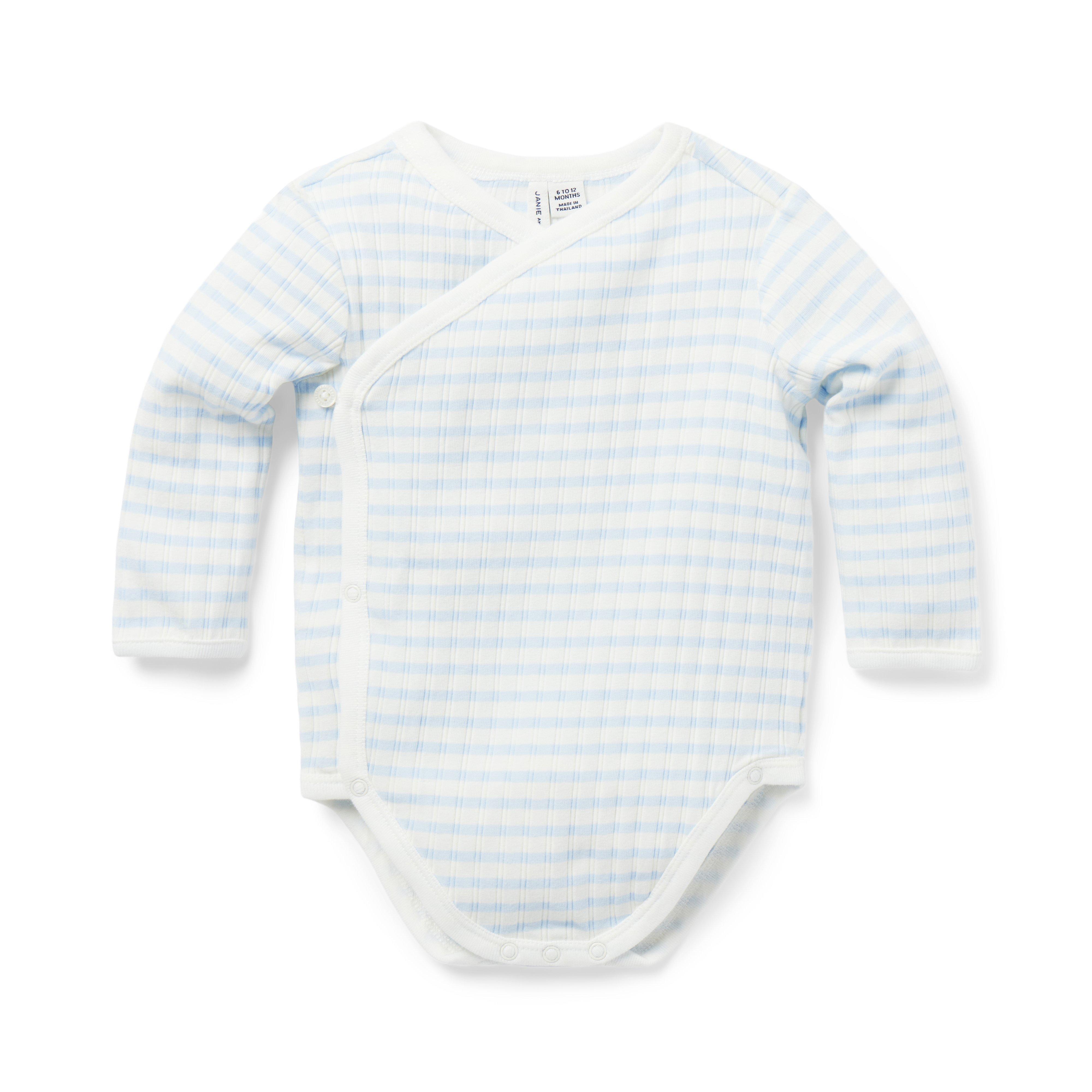 Baby Ribbed Striped Wrap Bodysuit image number 0