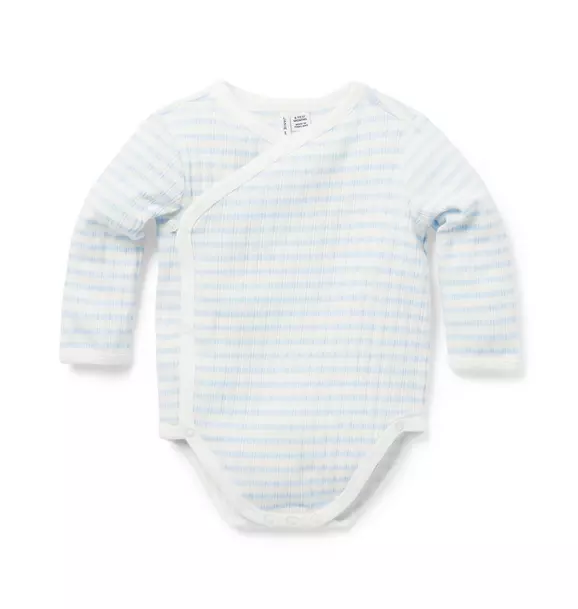 Baby Ribbed Striped Wrap Bodysuit image number 0