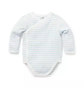 Baby Ribbed Striped Wrap Bodysuit