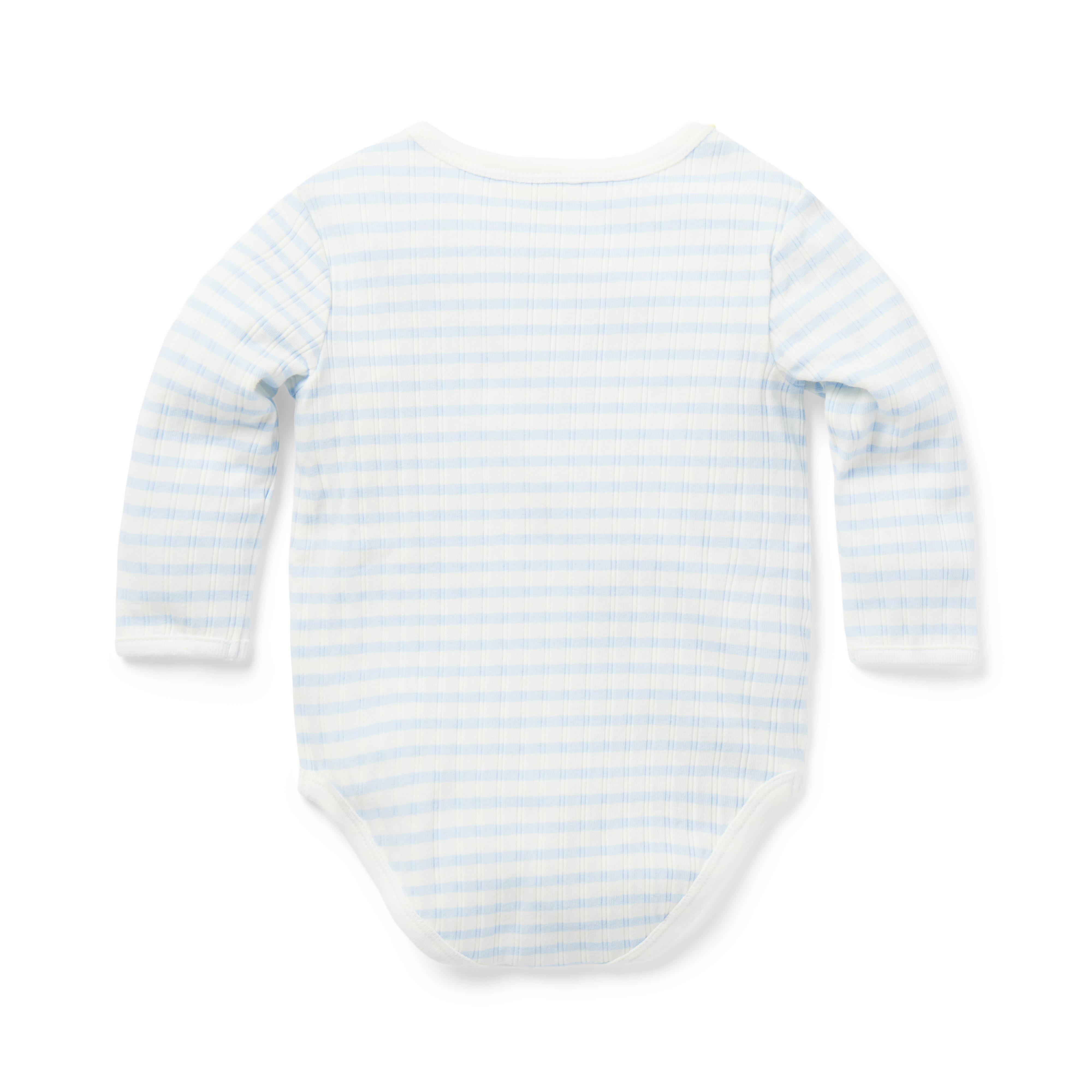 Newborn Light Blue Stripe Baby Striped Seersucker Bodysuit by