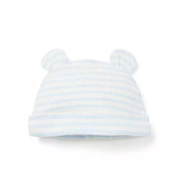 Baby Ribbed Stripe Bear Ear Beanie image number 0