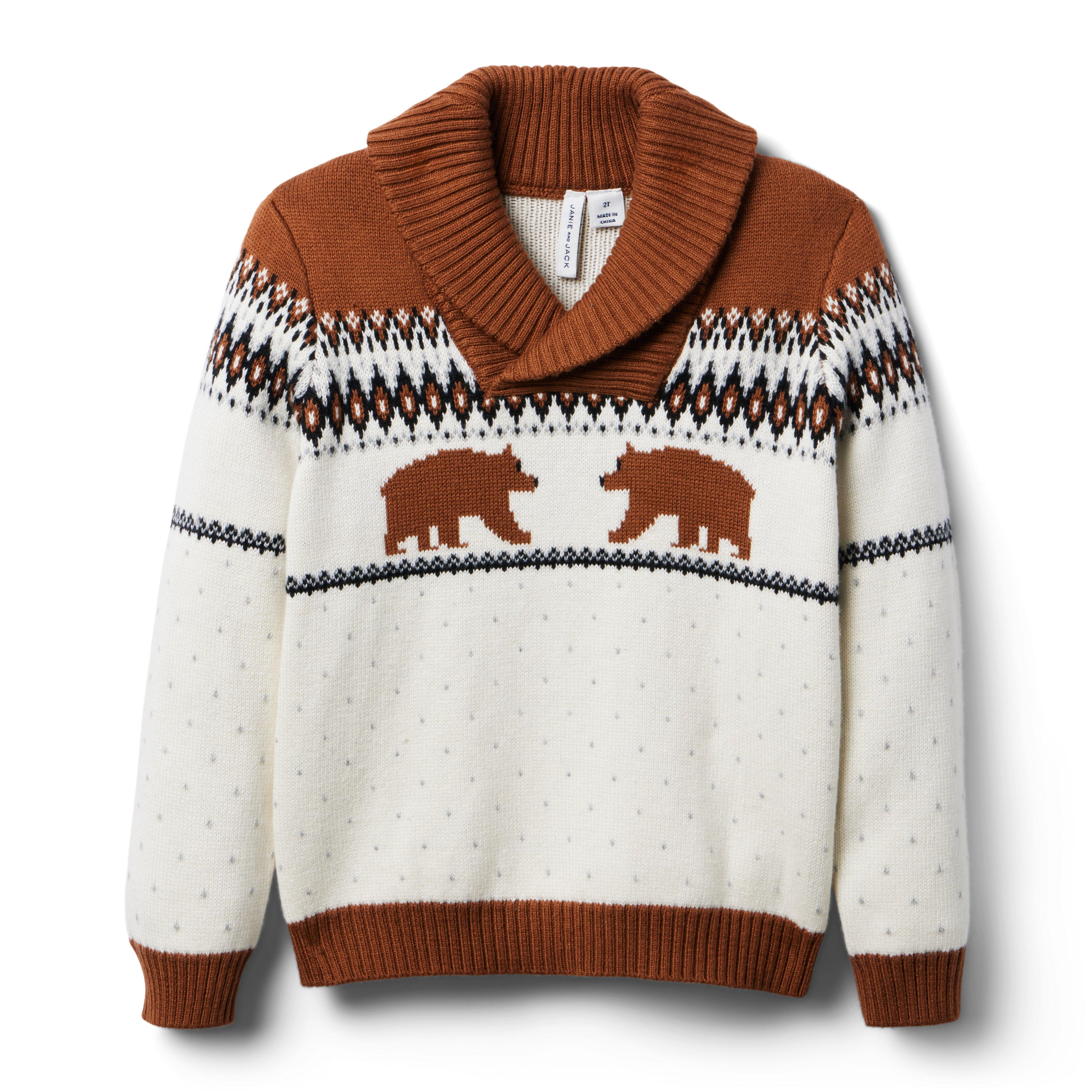 Bear Fair Isle Shawl Collar Sweater  image number 0