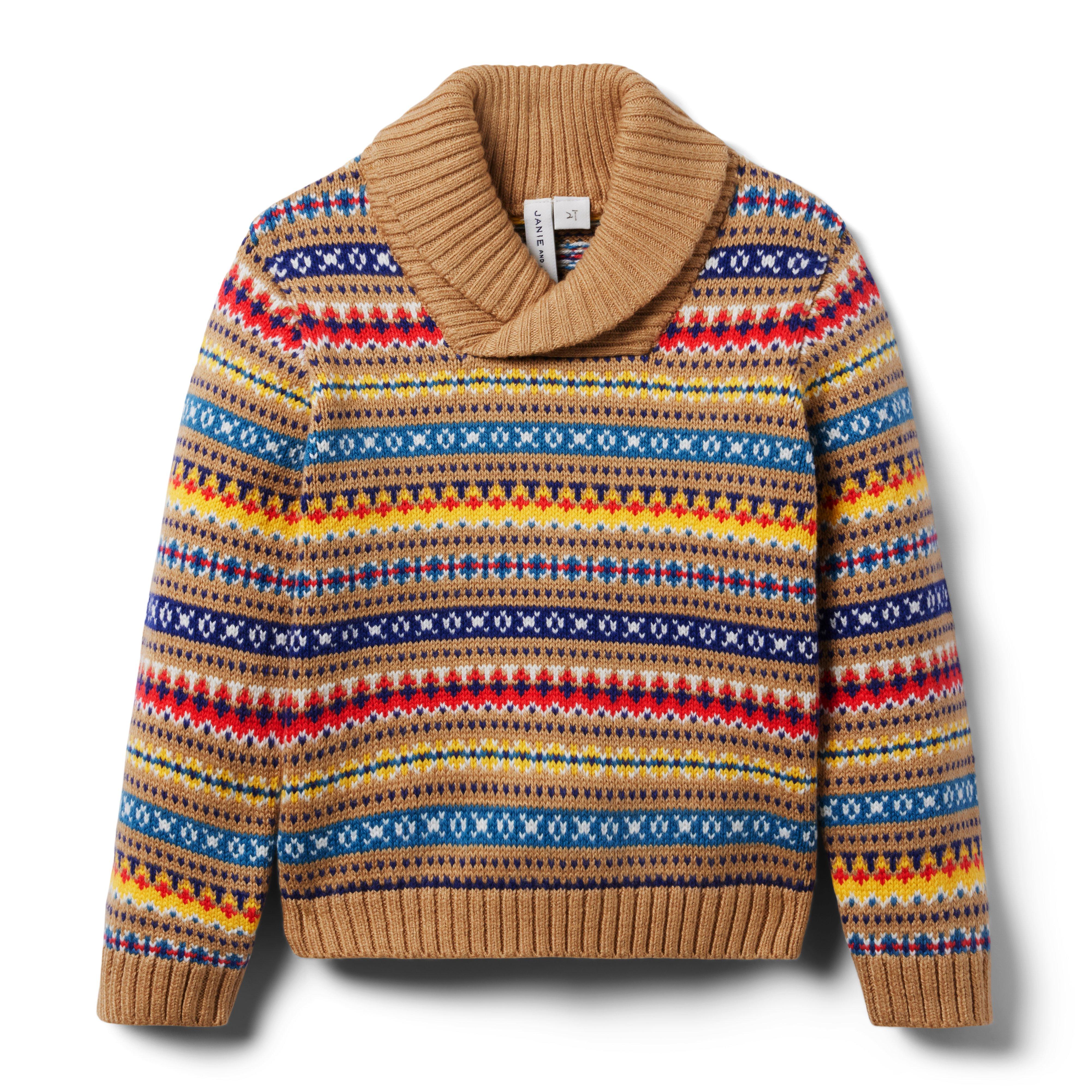 Boy Cinnamon Fair Isle Fair Isle Shawl Collar Sweater by Janie and Jack