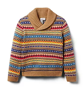 Fair Isle Shawl Collar Sweater