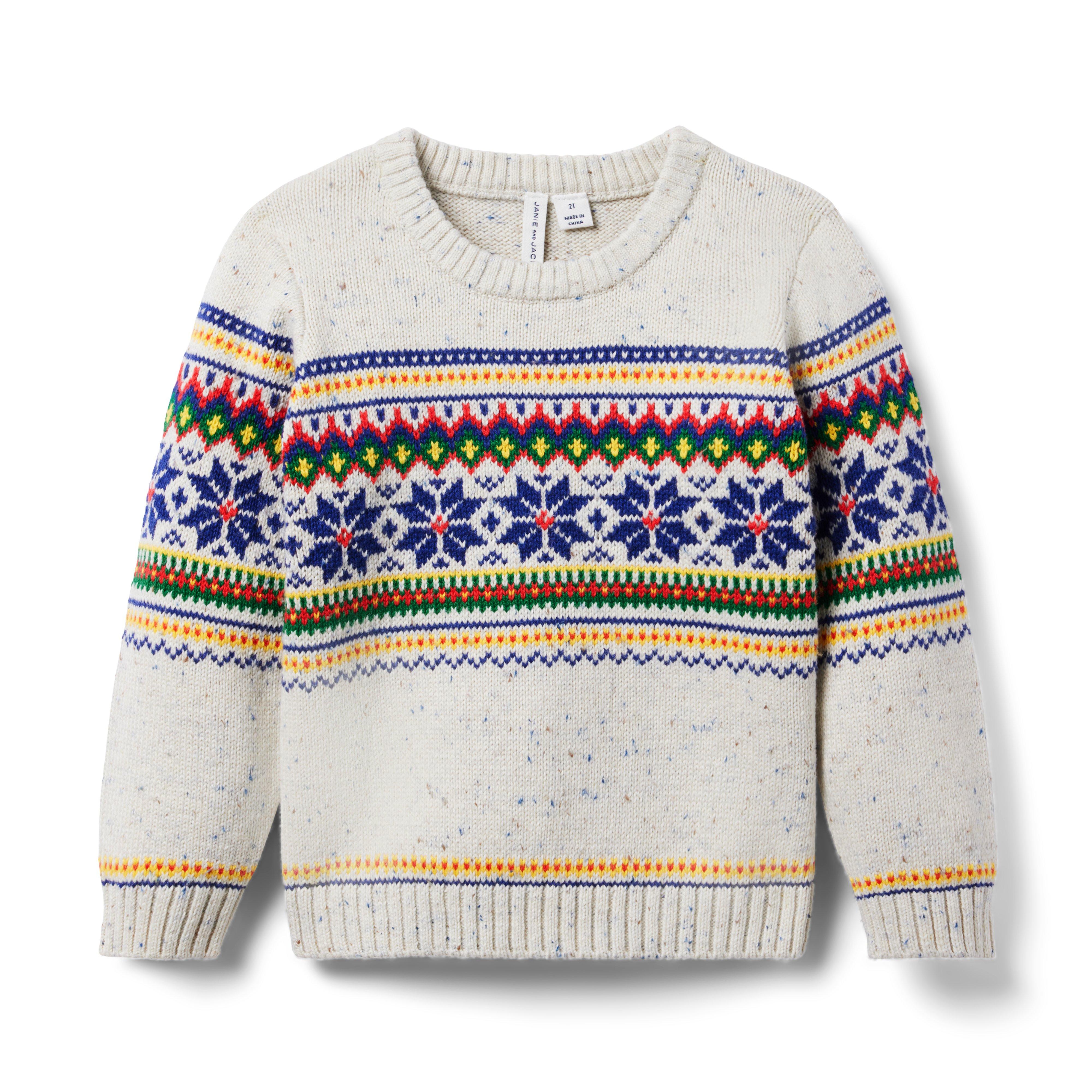 Boy Snow Natural Fair Isle The Flurry Fair Isle Sweater by Janie and Jack