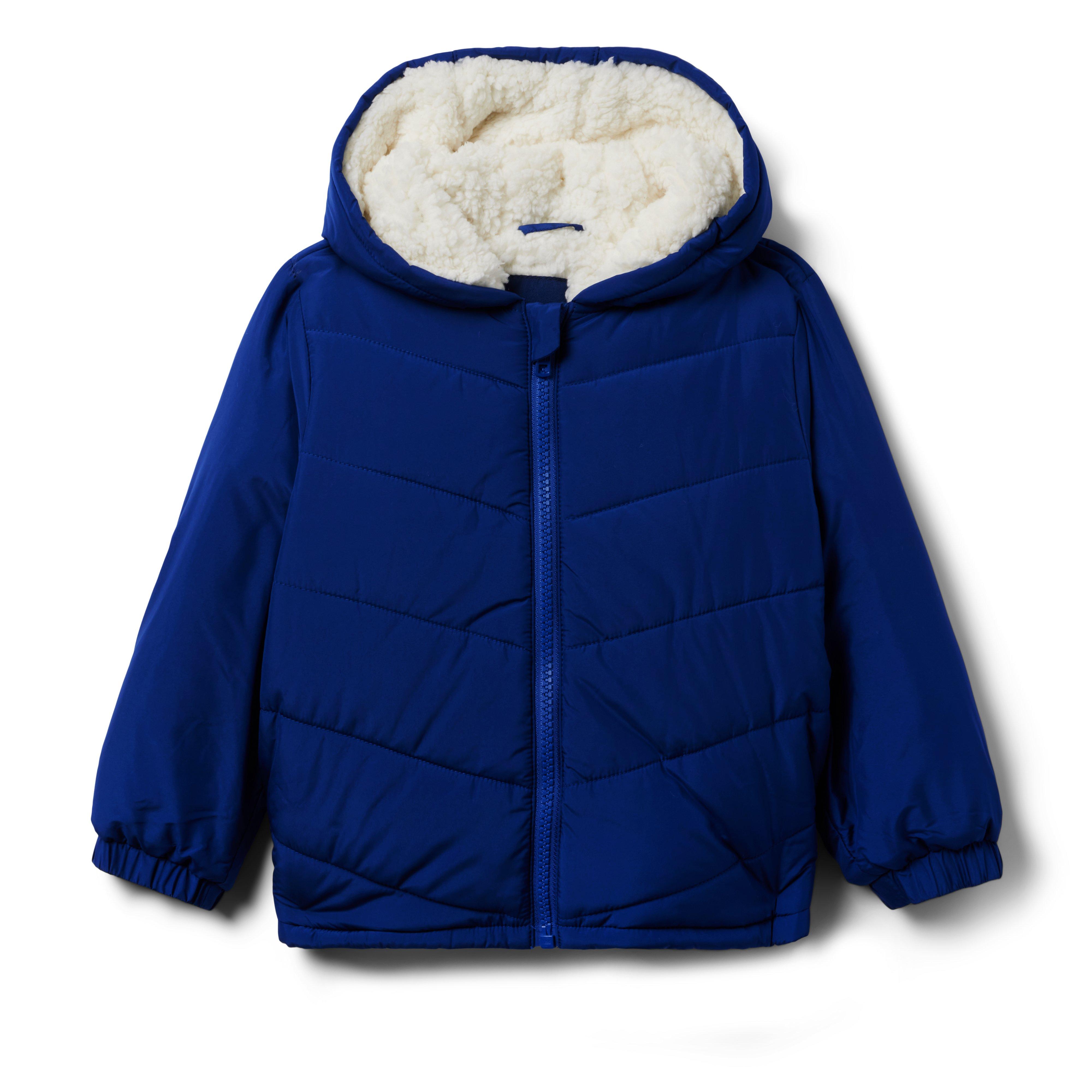 Puffer coat with sherpa hot sale lining