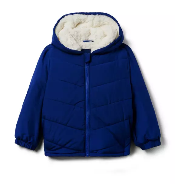 Boy Twilight Blue Sherpa-Lined Hooded Puffer Jacket by Janie and Jack
