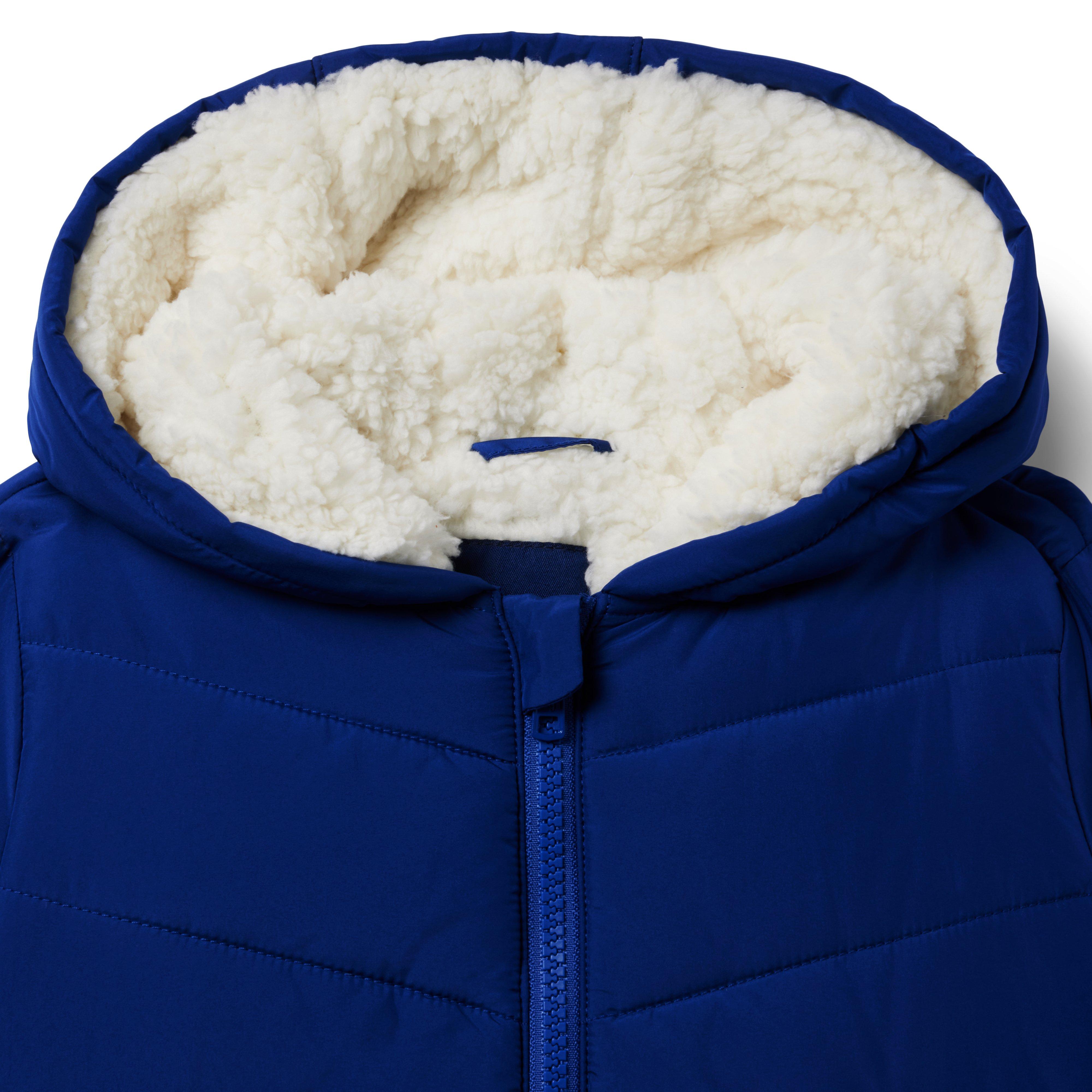 Sherpa-Lined Hooded Puffer Jacket