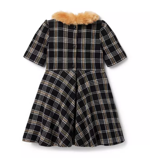 Tartan Faux Fur Collared Dress image number 1