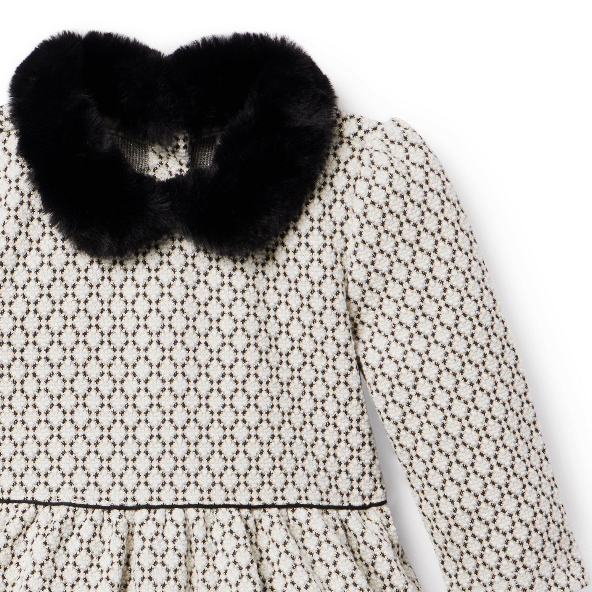 Geo Faux Fur Collared Dress