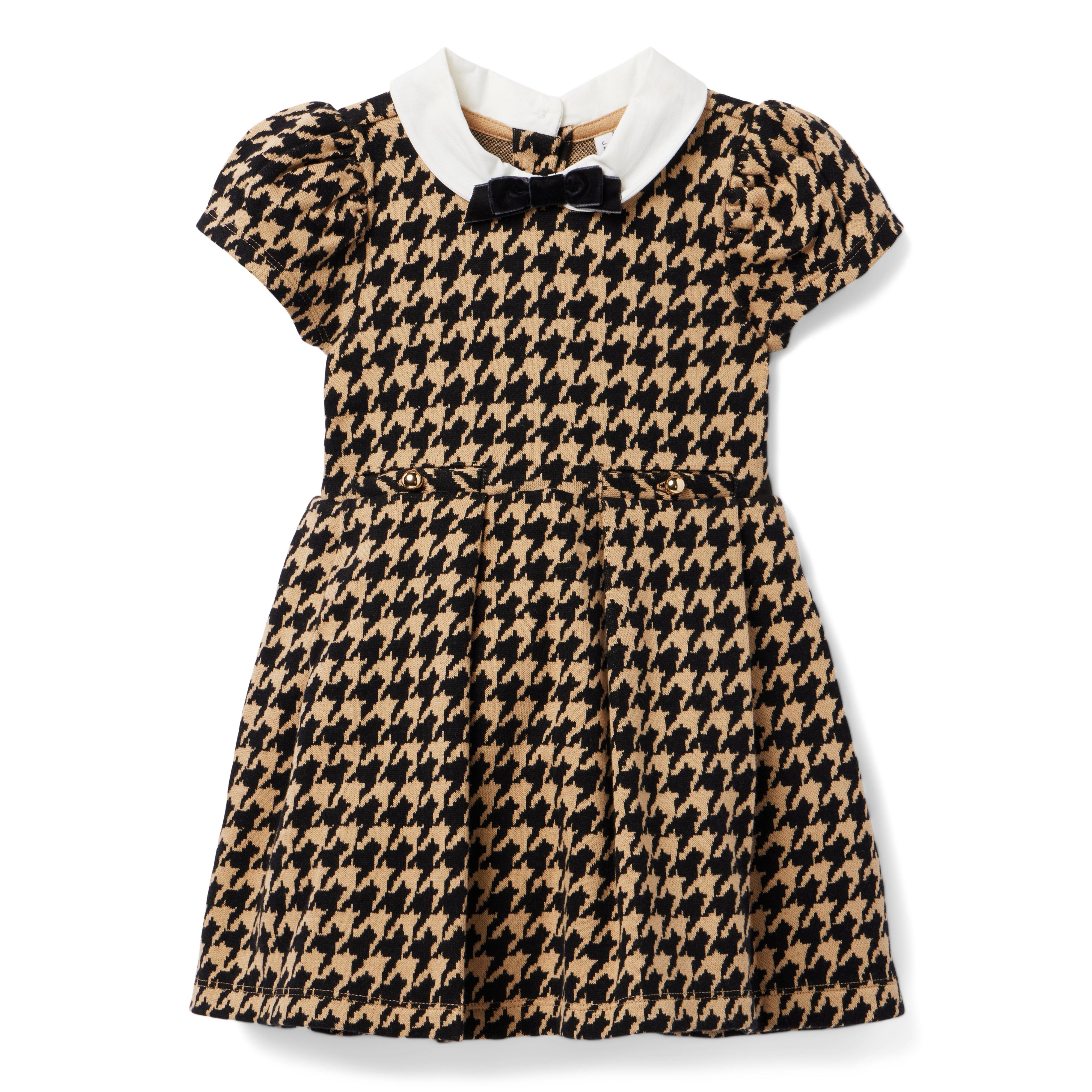 Houndstooth Bow Collar Dress