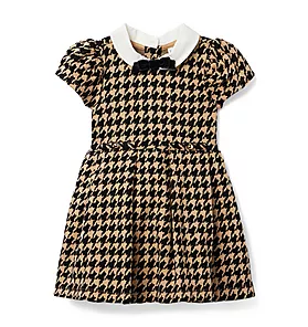 Houndstooth Bow Collar Dress