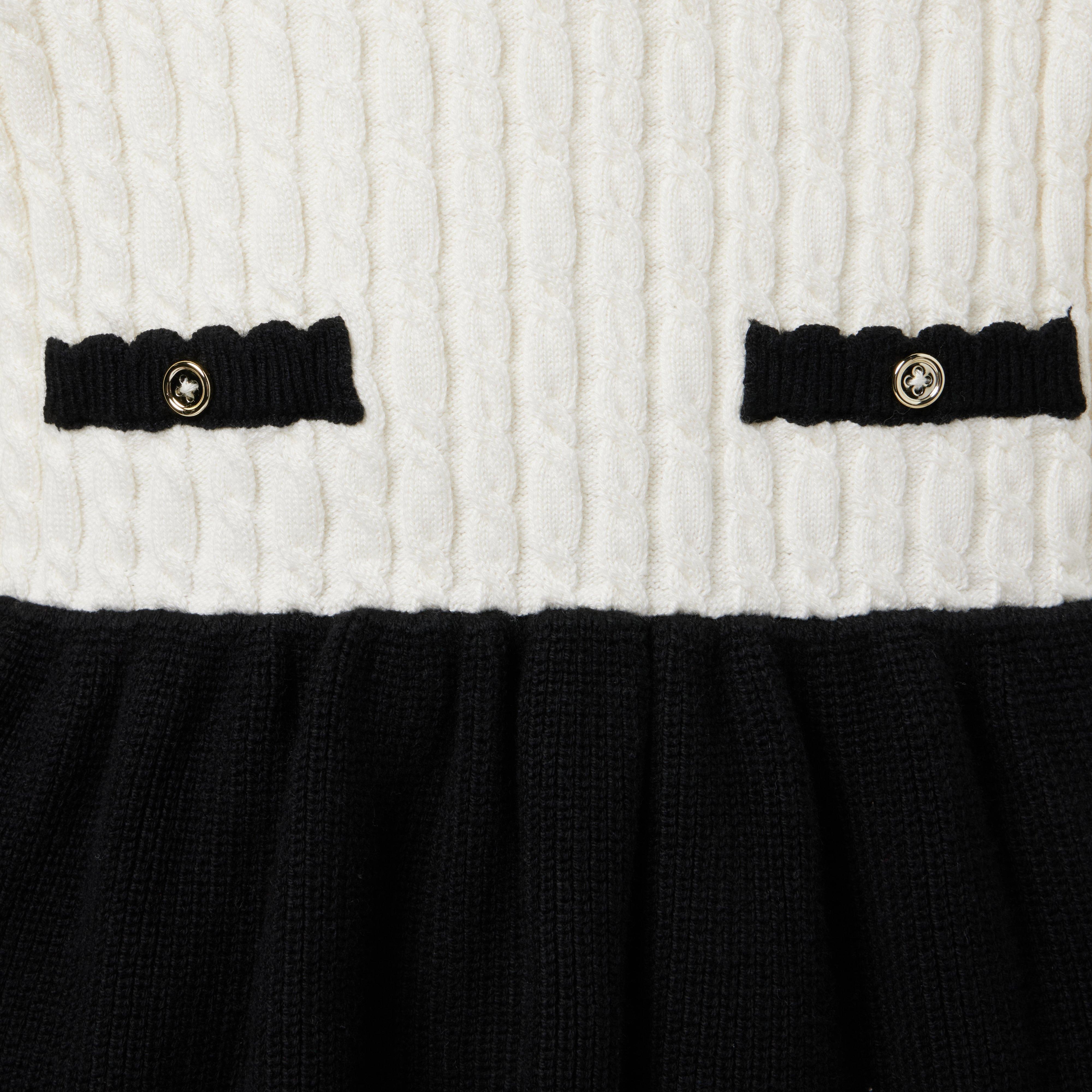 Cable Knit Colorblocked Sweater Dress