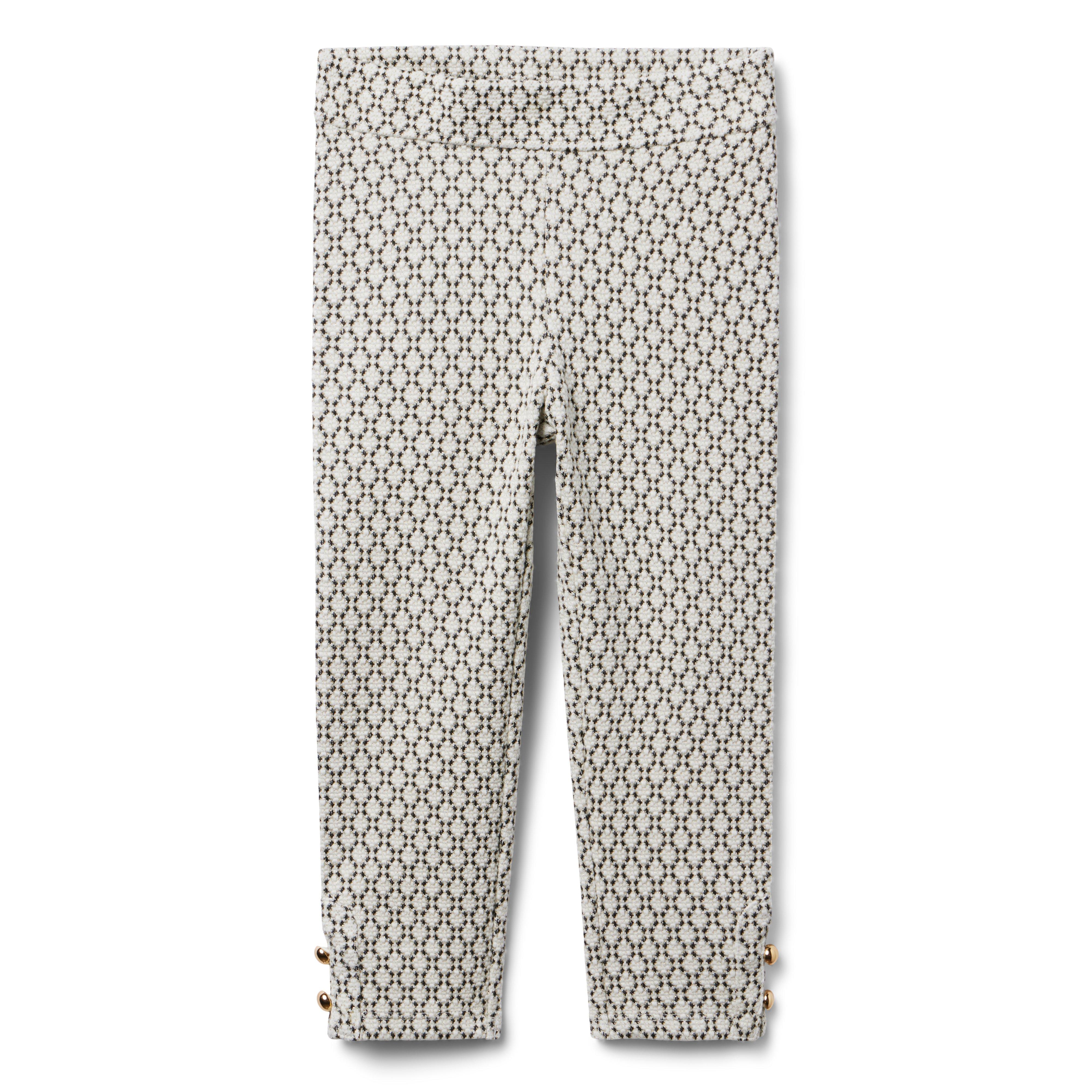 Girl White Geo Geo Button Cuff Jacquard Pant by Janie and Jack
