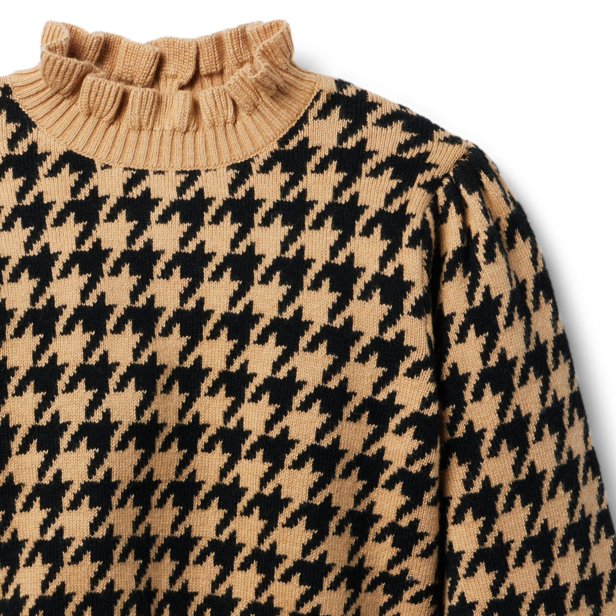 Girl Tan Houndstooth Houndstooth Cropped Sweater by Janie and Jack