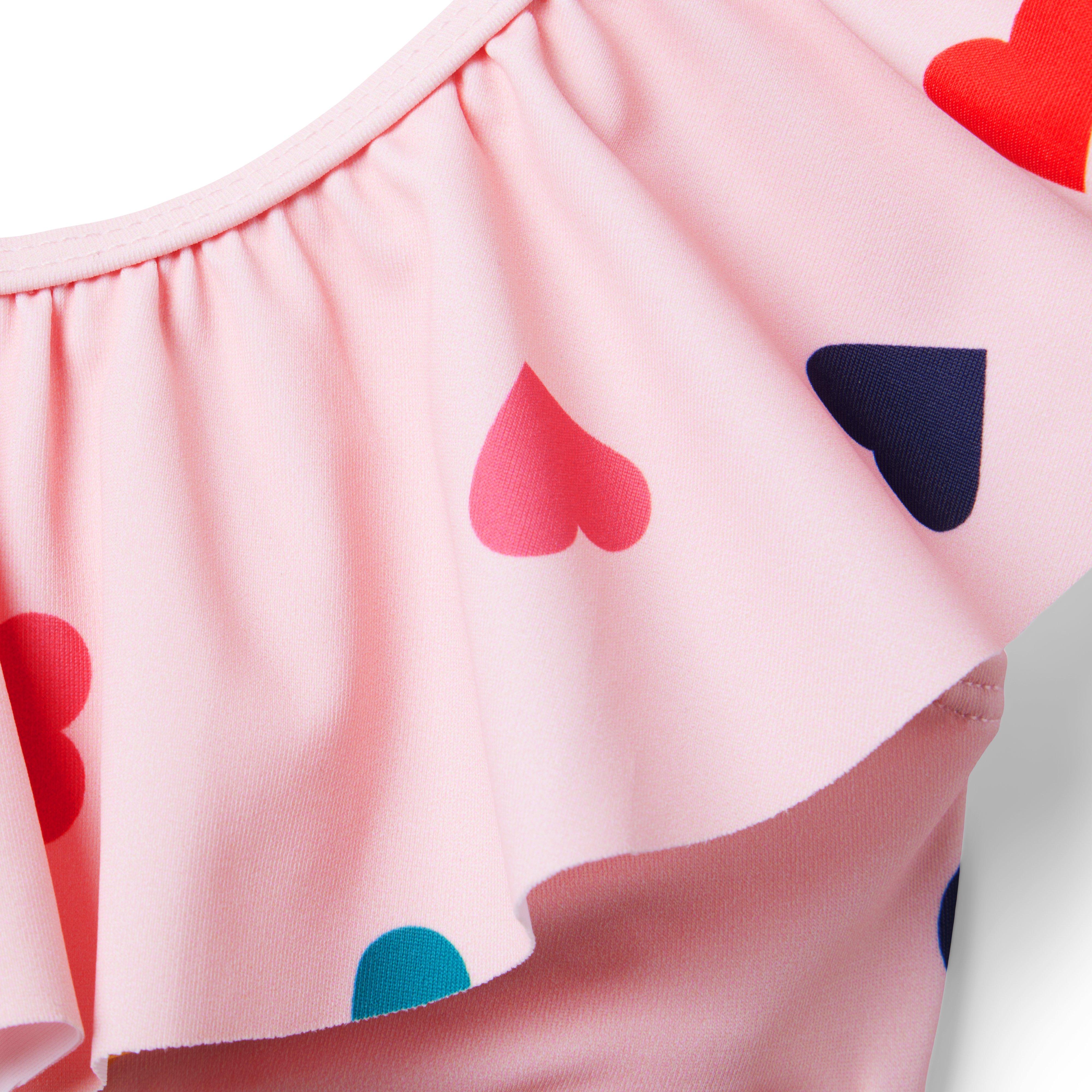 Girl Candy Pink Heart Recycled Heart Ruffle 2-Piece Swimsuit by Janie ...