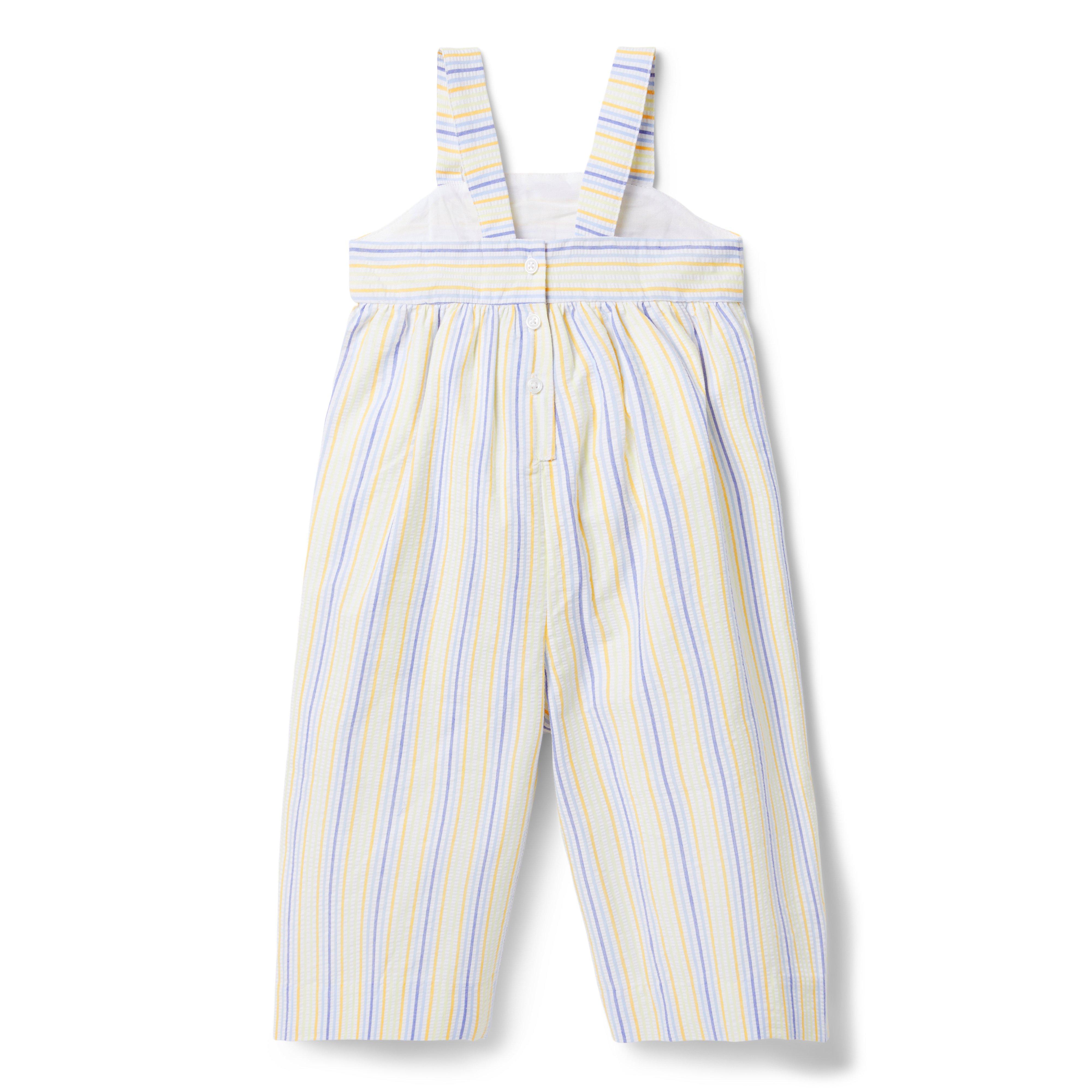 Striped Seersucker Bow Jumpsuit